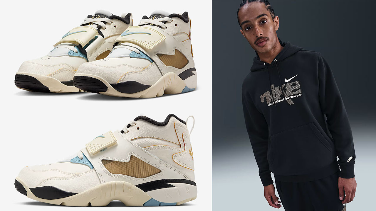 Nike Air Diamond Turf Must Be The Money Shoes x Nike Sportswear Club Fleece Black Gold Pullover Hoodie