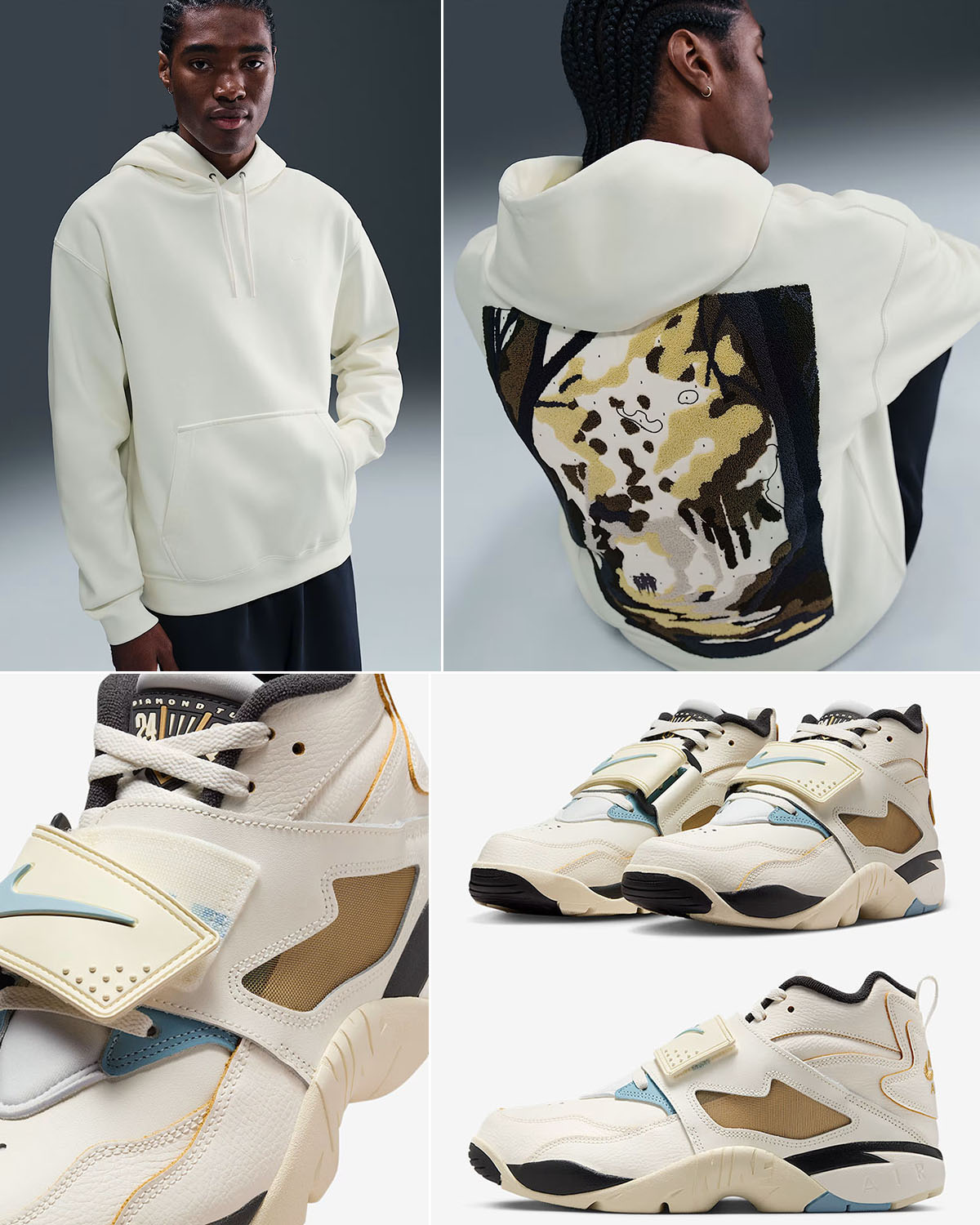 Nike Air Diamond Turf Must Be the Money x Nike Solo Swoosh Hoodie Outfit