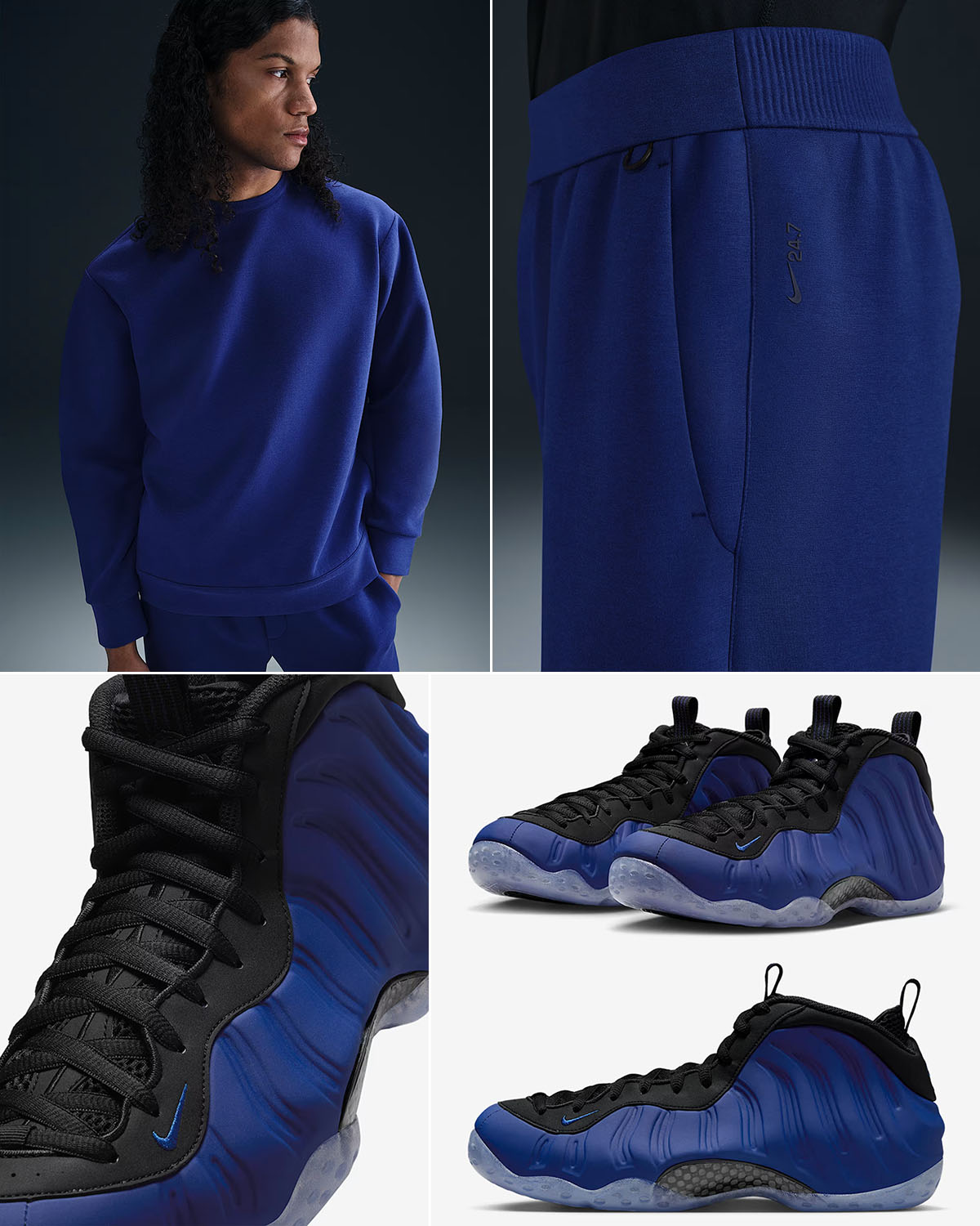 Nike Air Foamposite One Deep Royal Shoes x Nike 24 7 Impossibly Soft Top and Pants Outfit