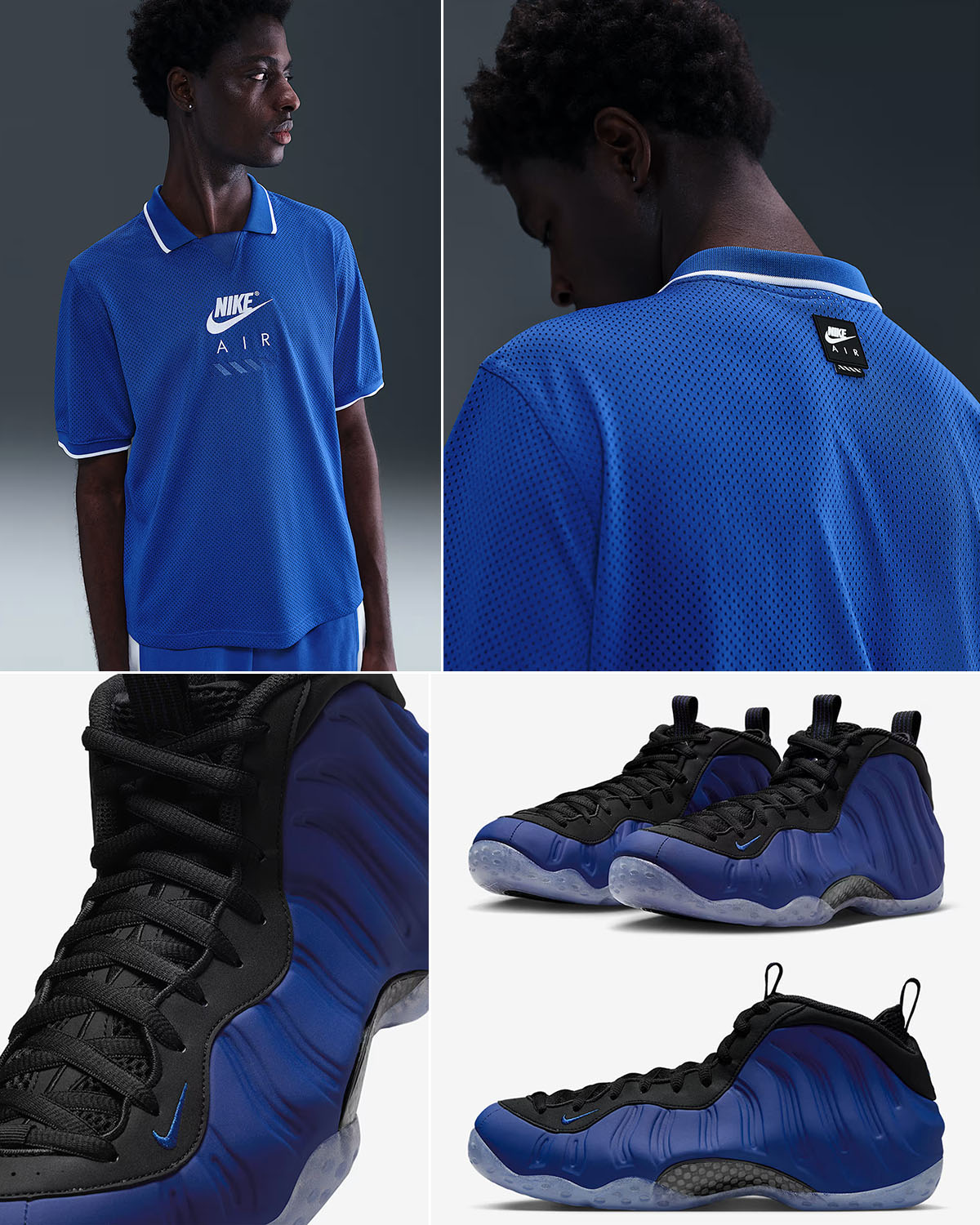 Nike Air Foamposite One Deep Royal Shoes x Nike Air Soccer Jersey Shirt Outfit