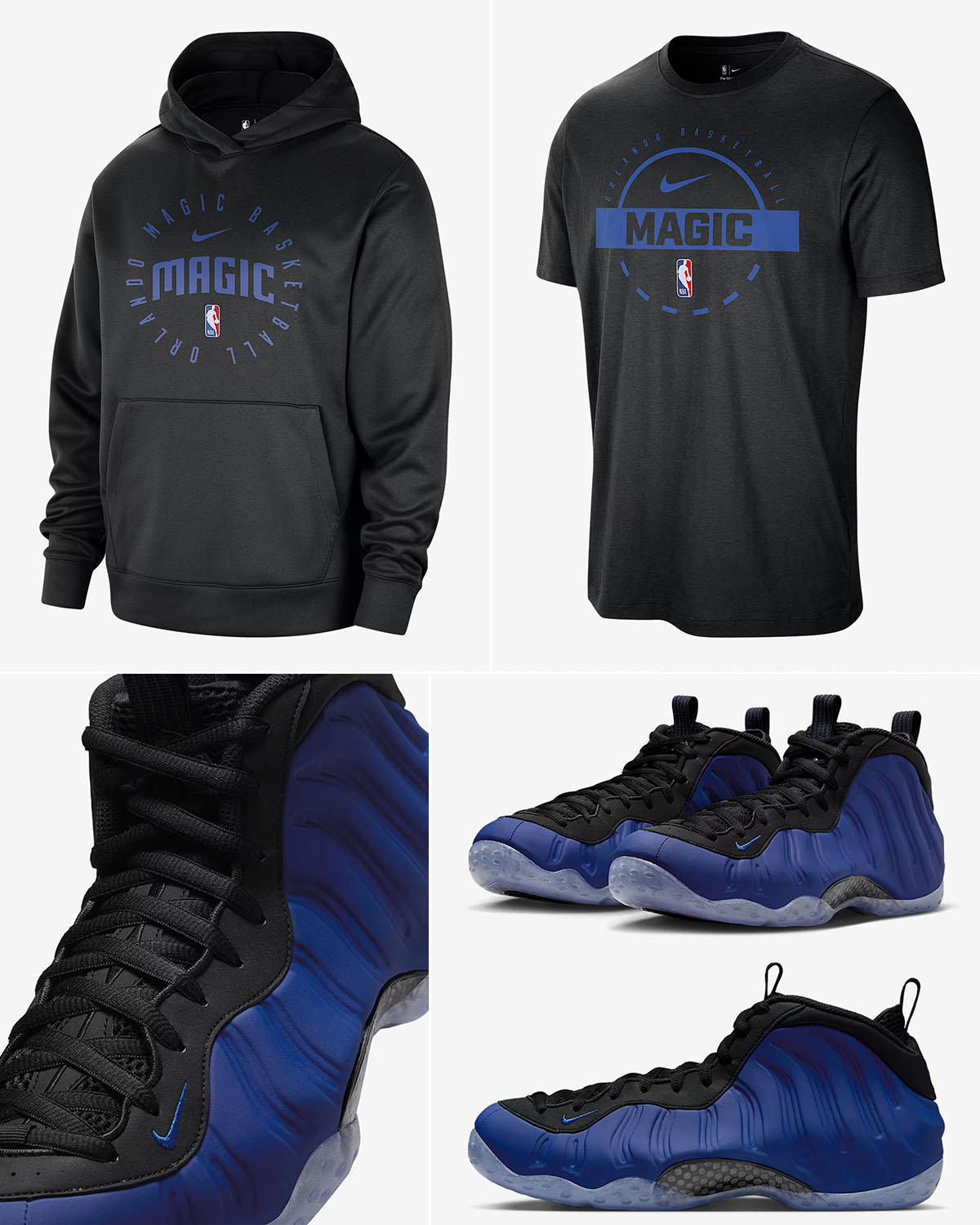 Nike Air Foamposite One Deep Royal Shoes x Nike Orlando Magic Shirt Hoodie Clothing Outfits