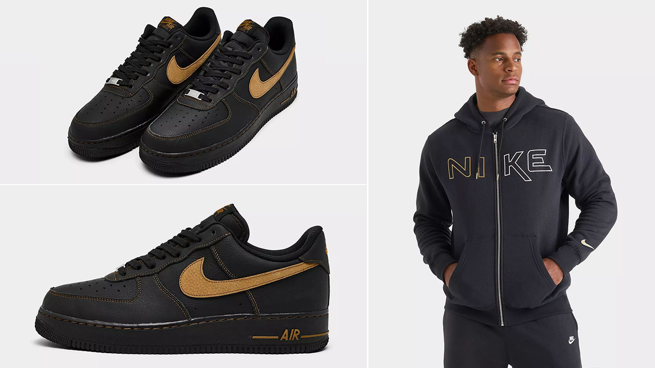 Nike Air Force 1 Low 07 LV8 Black Desert Ochre Mens Shoes x Nike Club Fleece Department of Motion Full Zip Hoodie