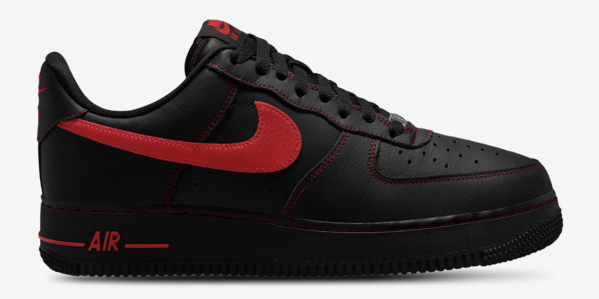 Nike Air Force 1 Low 07 LV8 Black University Red Mens Shoes 1