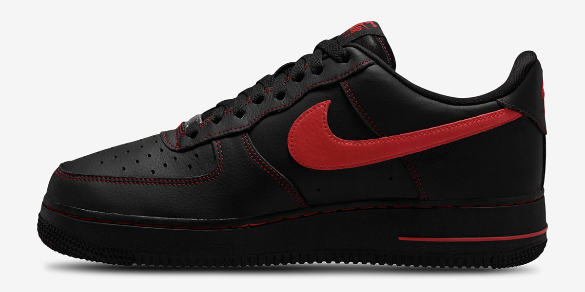 Nike Air Force 1 Low 07 LV8 Black University Red Mens Shoes 2
