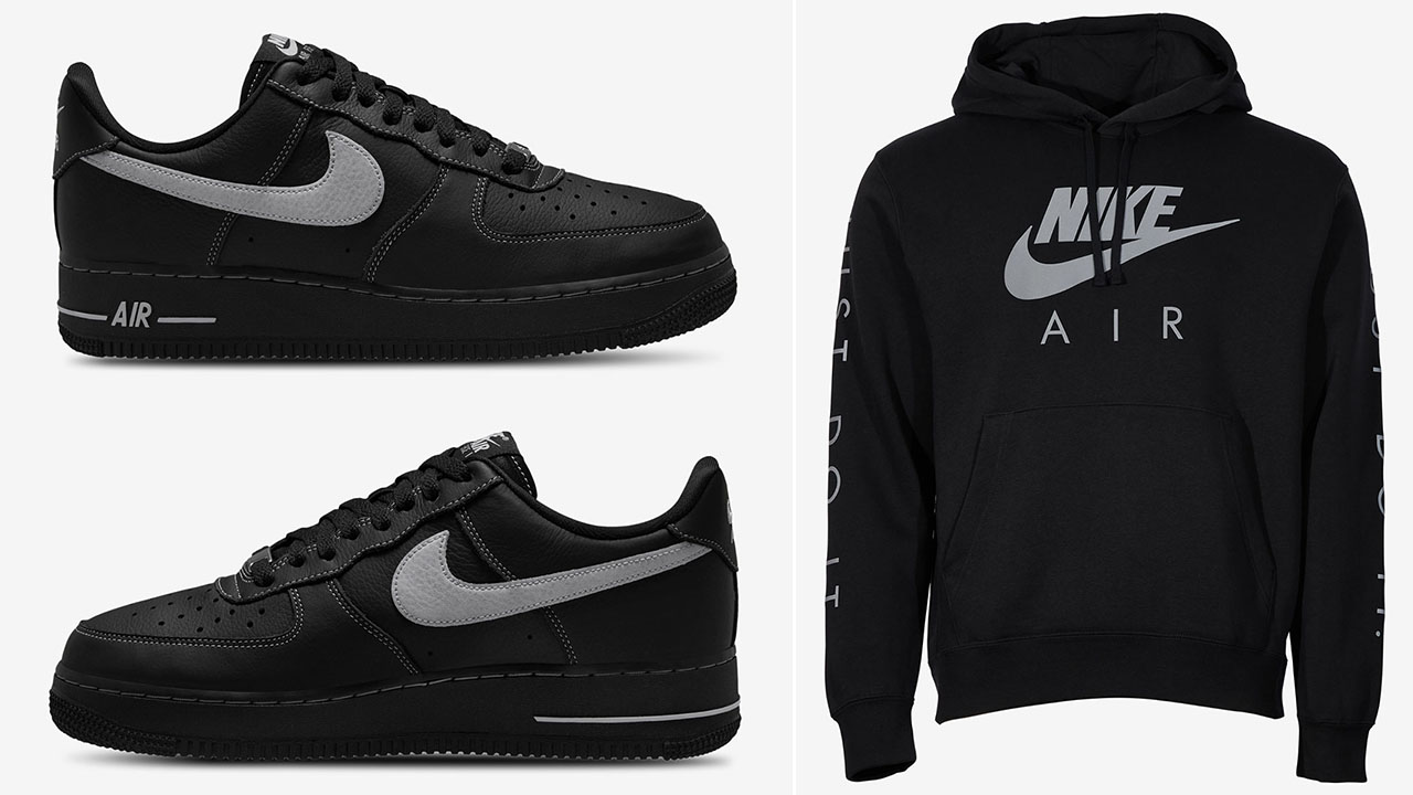 Nike Air Force 1 Low 07 LV8 Black Wolf Grey Mens Shoes x Nike Air Just Do It Hoodie Outfit