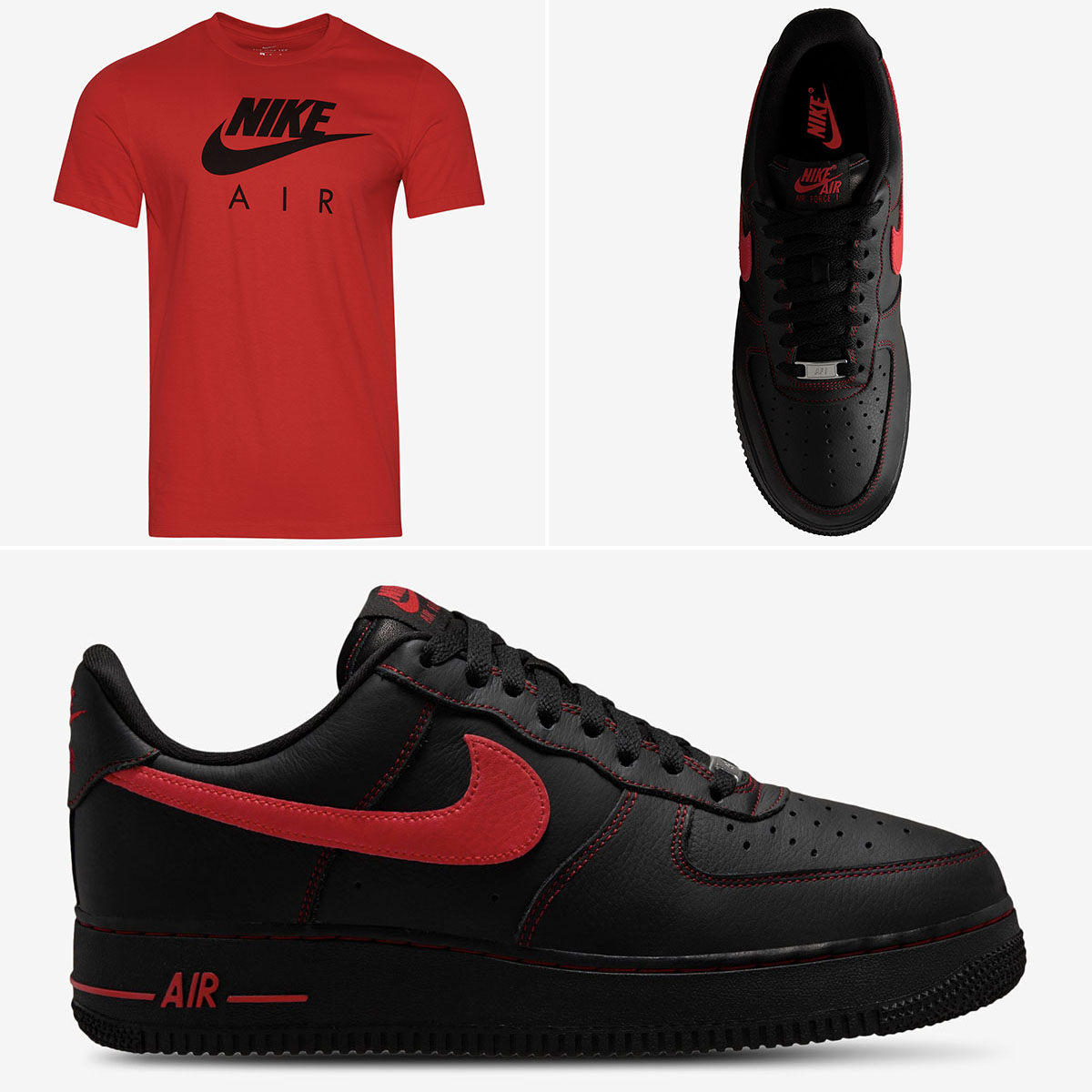 Nike Air Force 1 Low 07 LV8 Mens Shoes x Nike Air Futura T Shirt Red Black Outfit