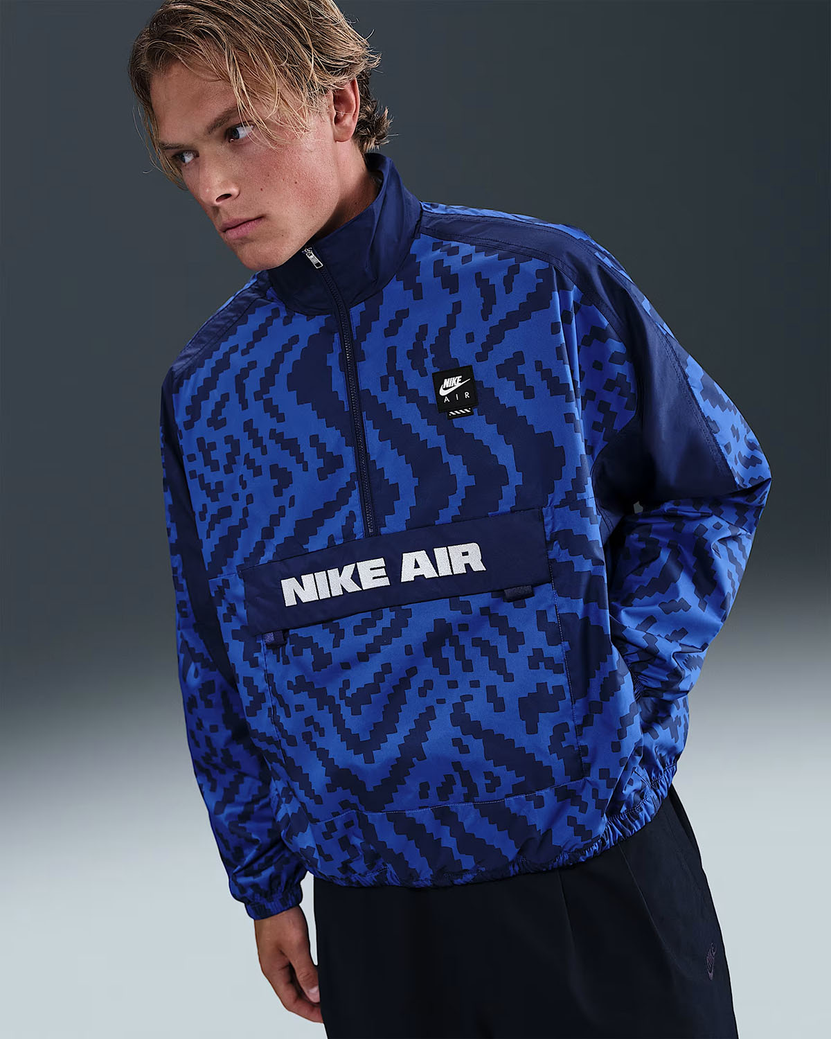 Nike Air Mens Half Zip Jacket Game Royal Blue Void Black