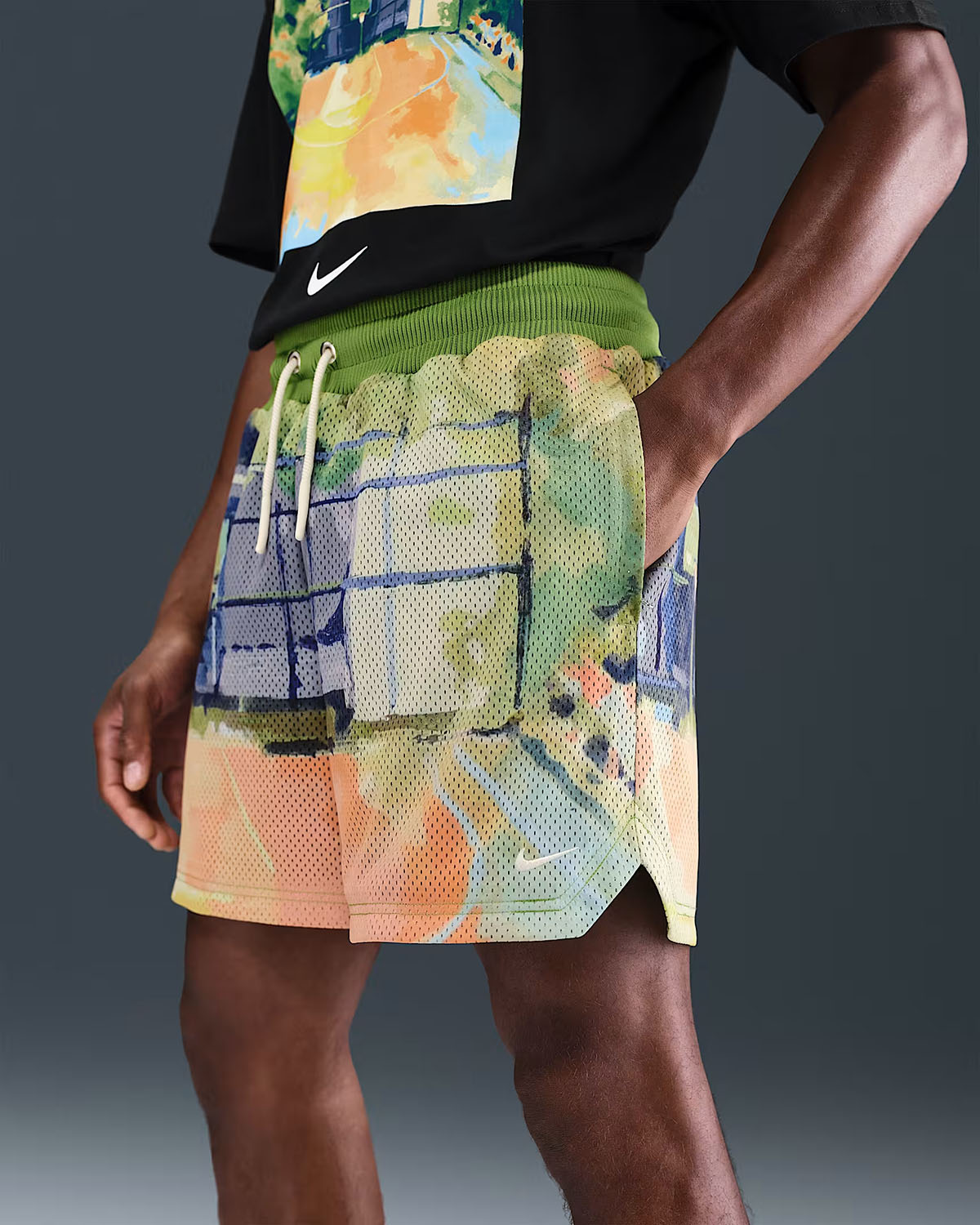 Nike Basketball Court Art Mesh Mens Basketball Shorts Multi Color