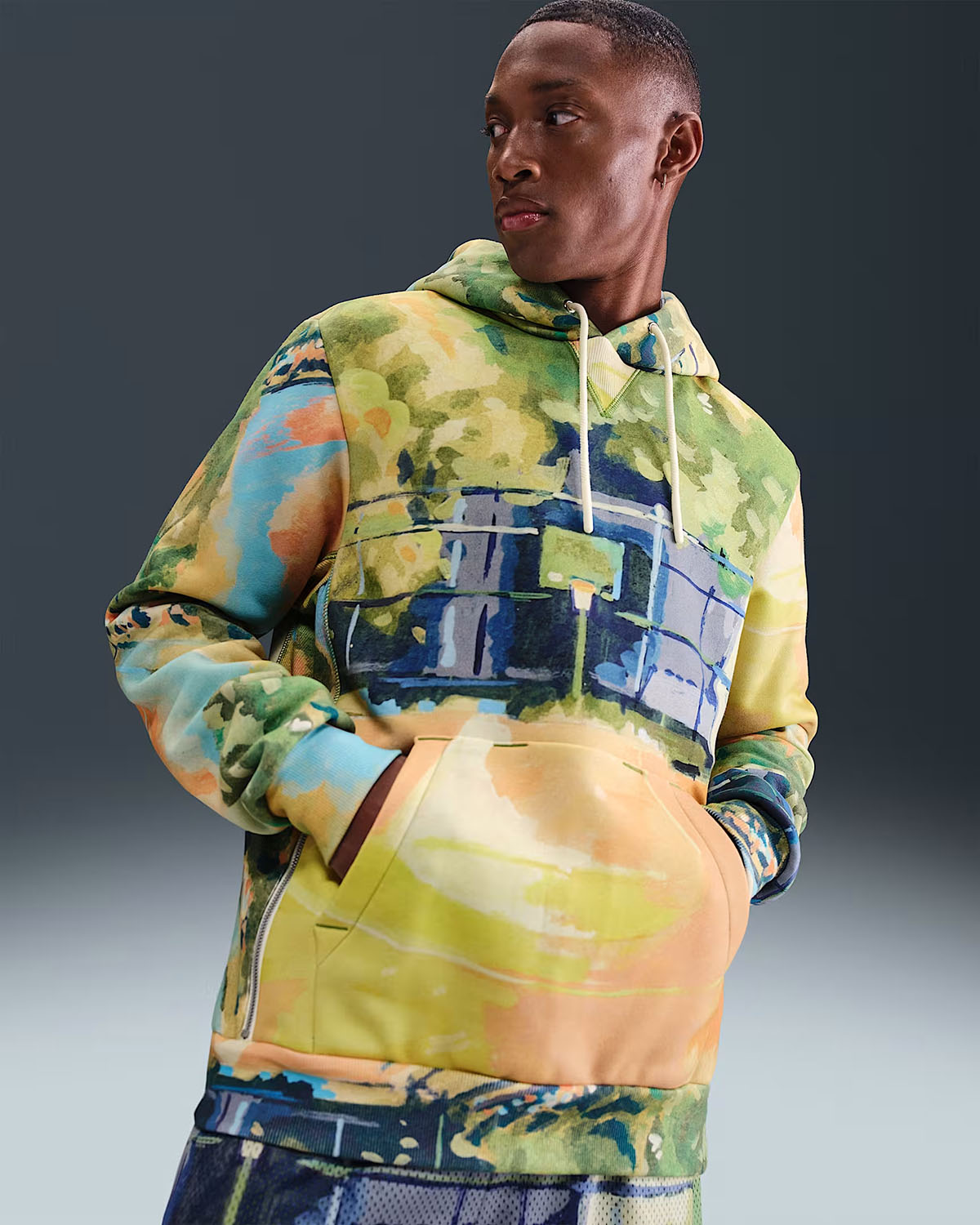 Nike Basketball Court Art Standard Issue Mens Pullover Hoodie Multi Color 1
