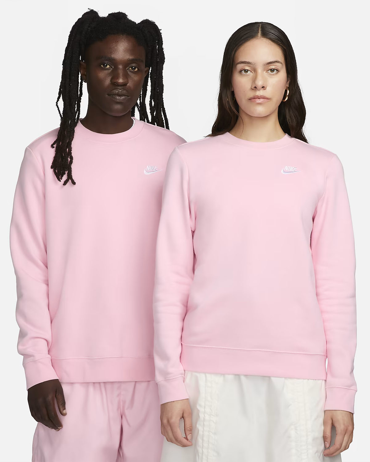Nike Club Fleece Crew Sweatshirt Medium Soft Pink