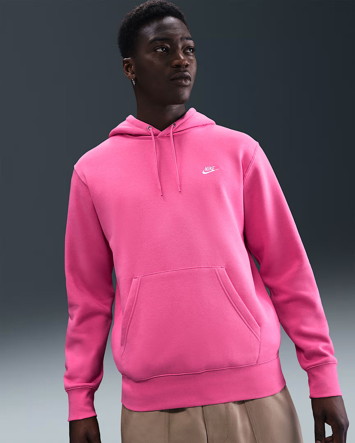 Nike Club Fleece Mens Pullover Hoodie Playful Pink