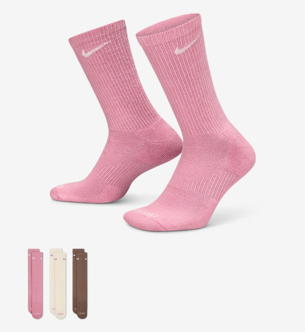 Nike Everyday Plus Cushioned Crew Socks Medium Soft Pink