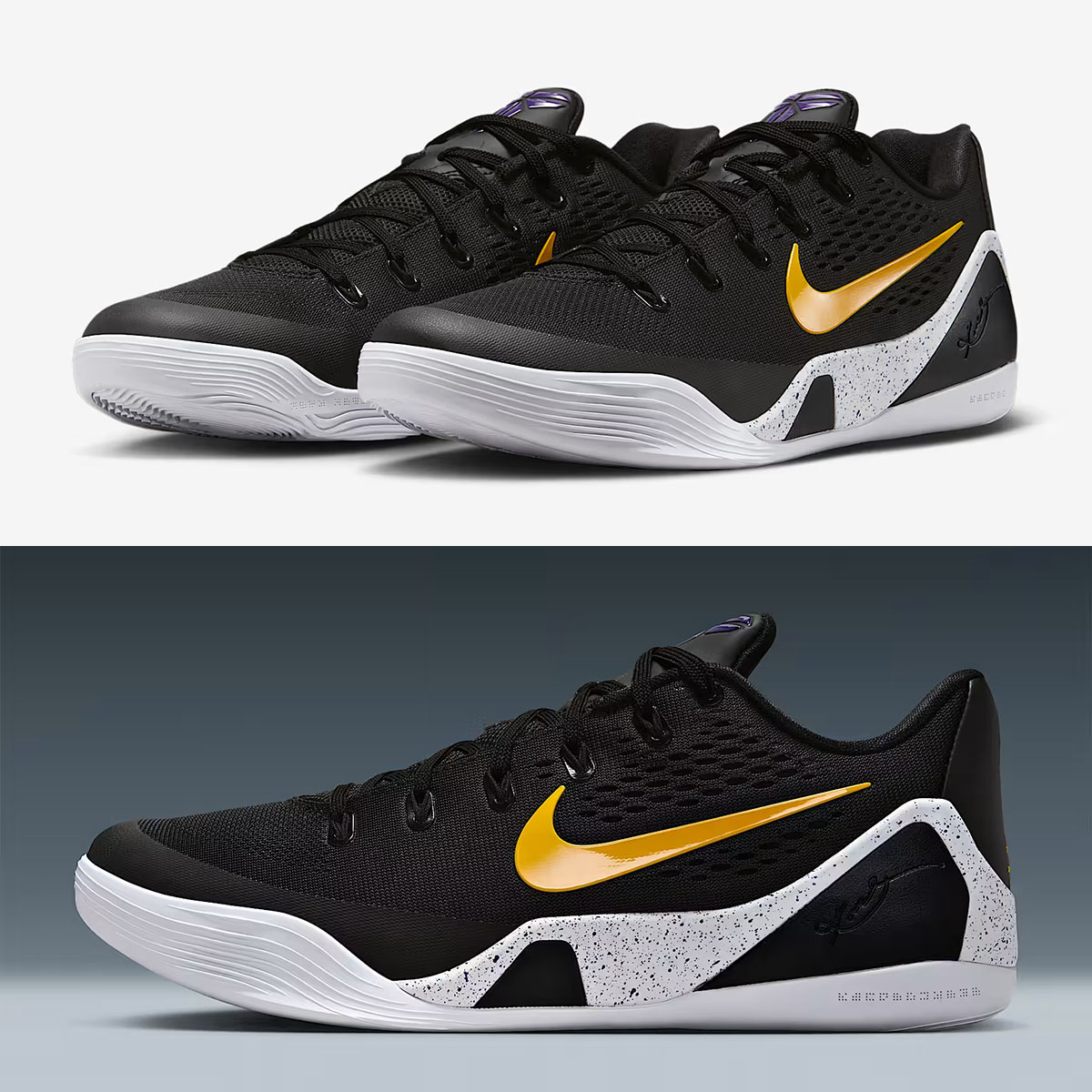 Nike Kobe 9 Elite Low EM Protro Lakers Awawy Black University Gold Basketball Shoes IH1401-002