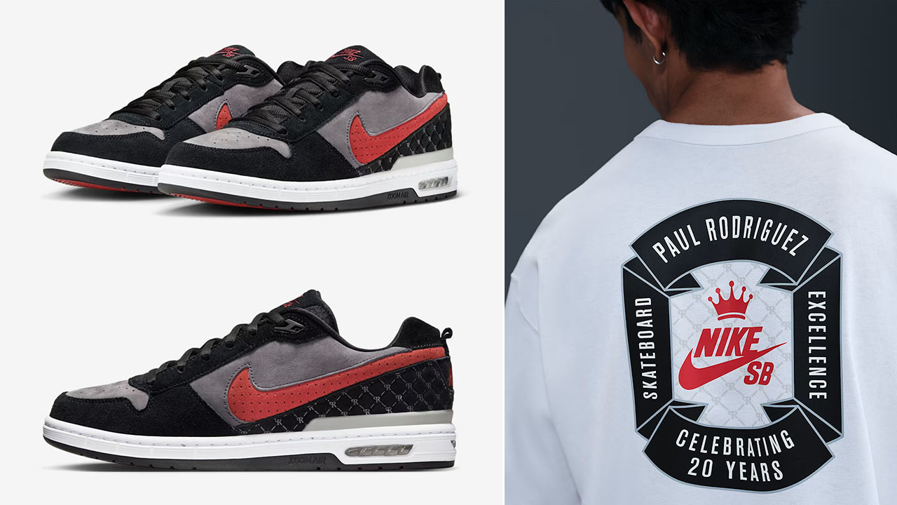Nike P Rod 1 Zoom Air Low Bred 2025 Shoes x Paul Rodriguez T Shirt