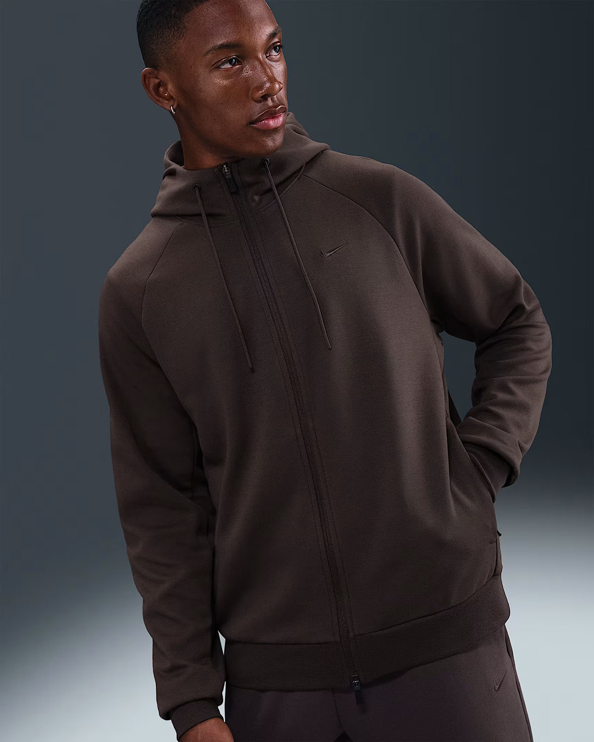 Nike Primary Fleece Mens Zip Hoodie Baroque Brown