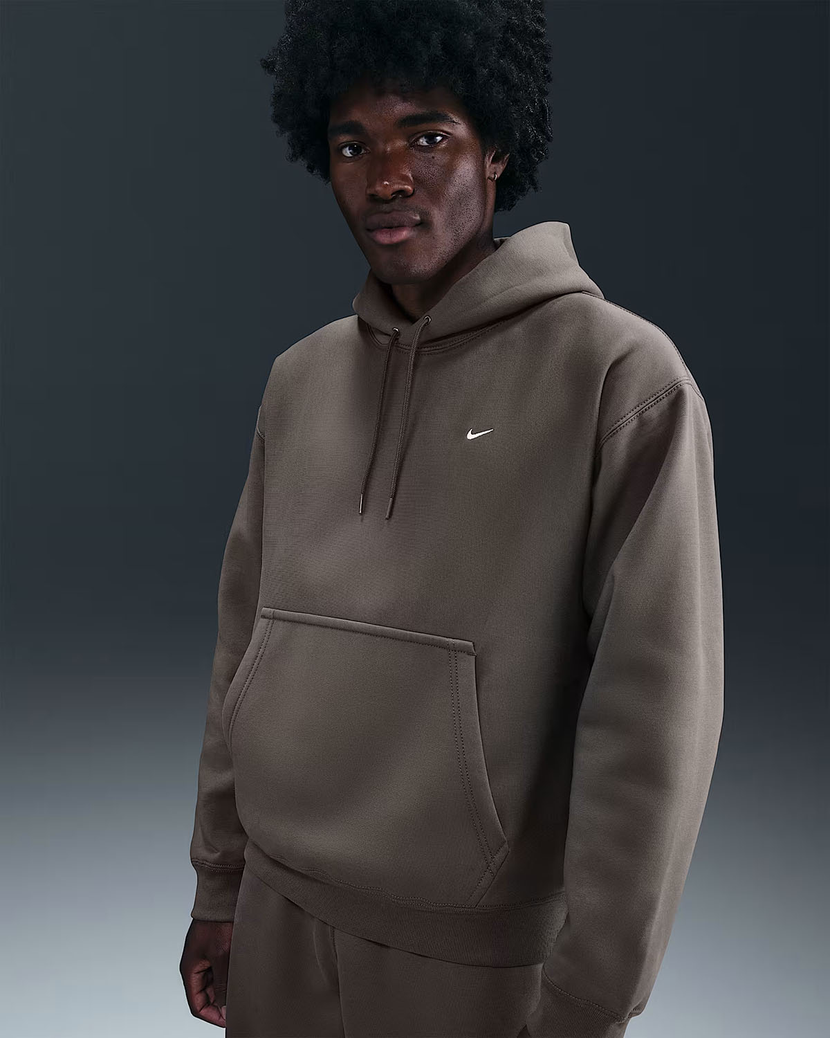 Nike Solo Swoosh Mens Pullover Hoodie Cave Stone