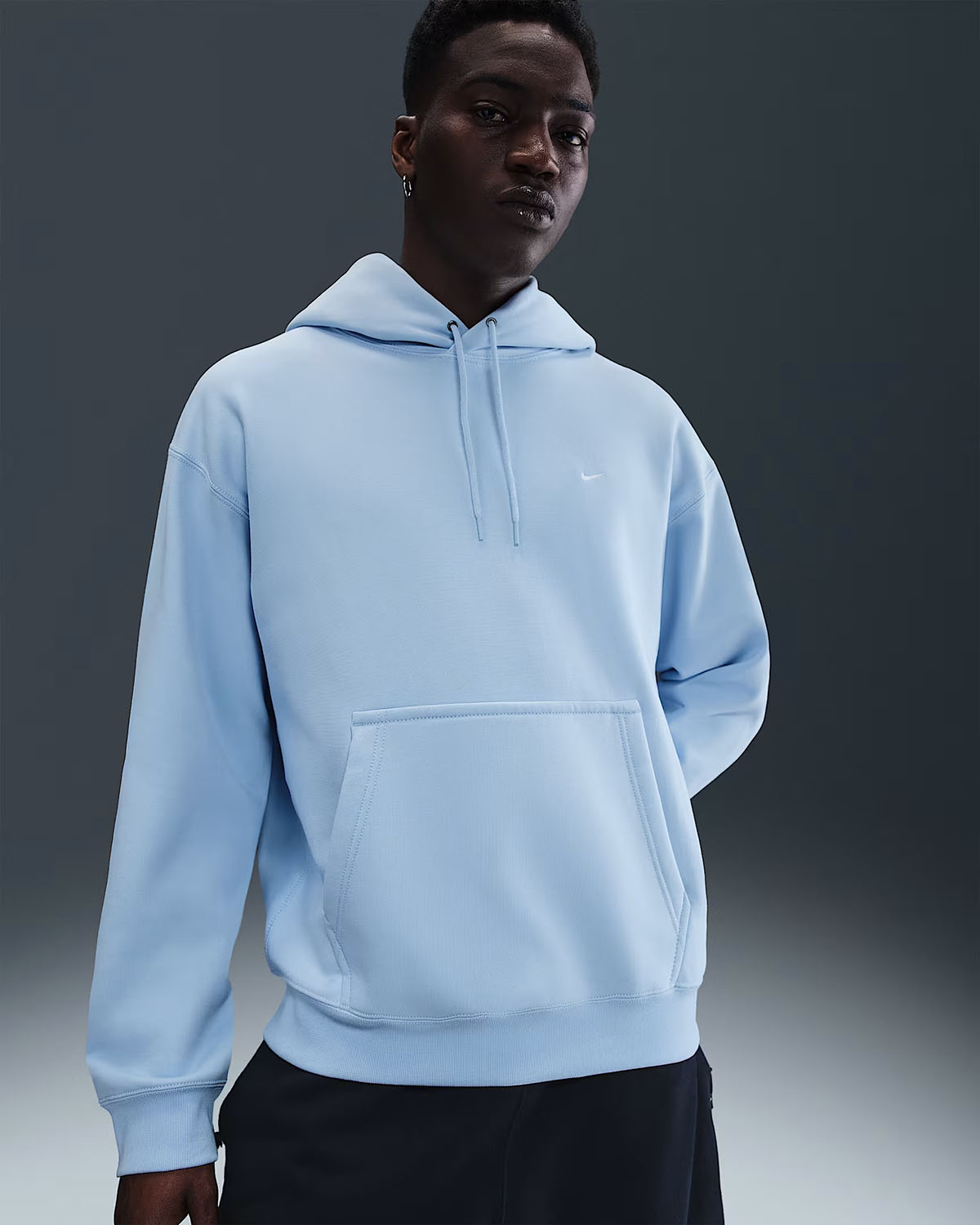 Nike Solo Swoosh Mens Pullover Hoodie Celestine Blue