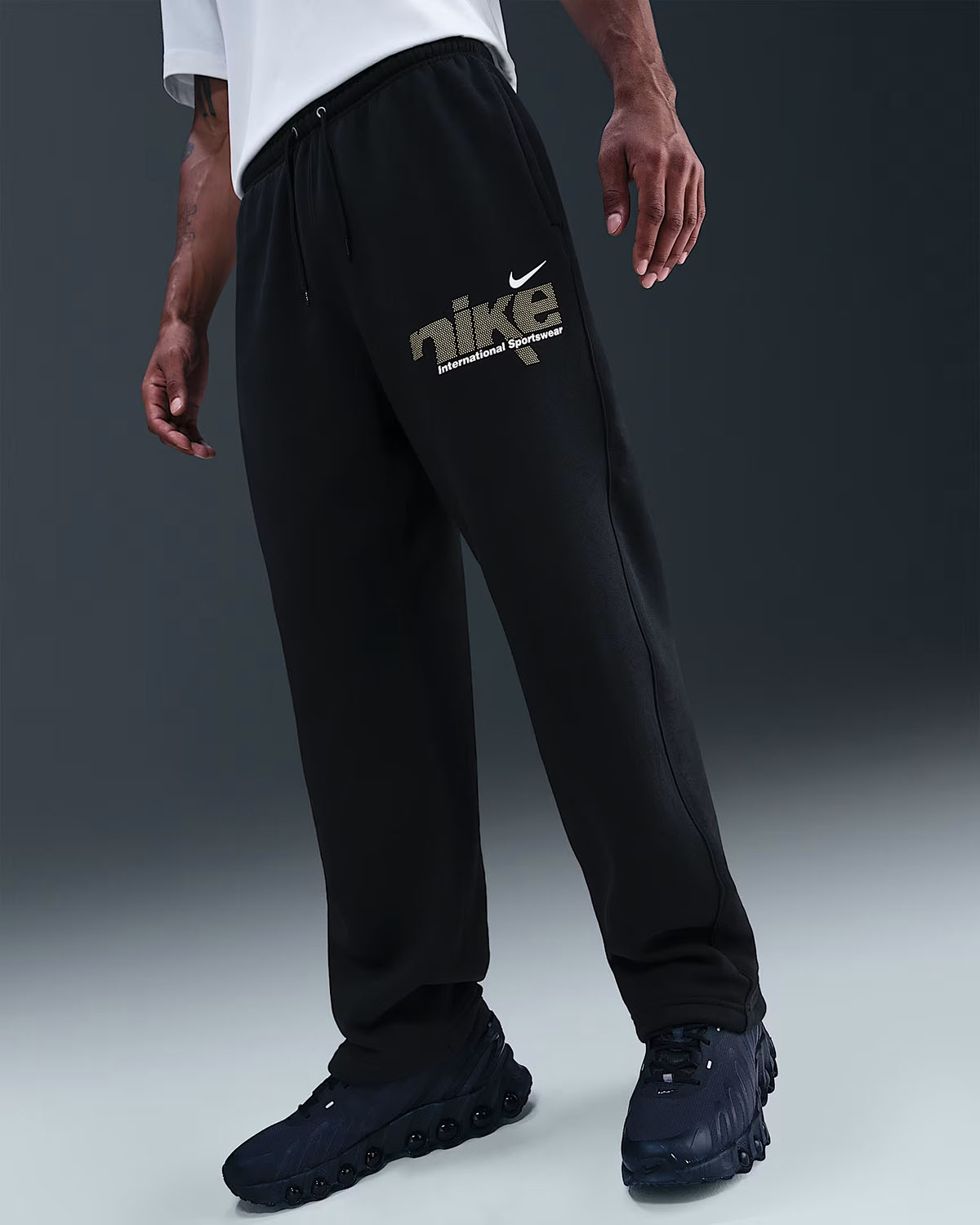 Nike Sportswear Club Mens Bungee Pants Black Metallic Gold 1