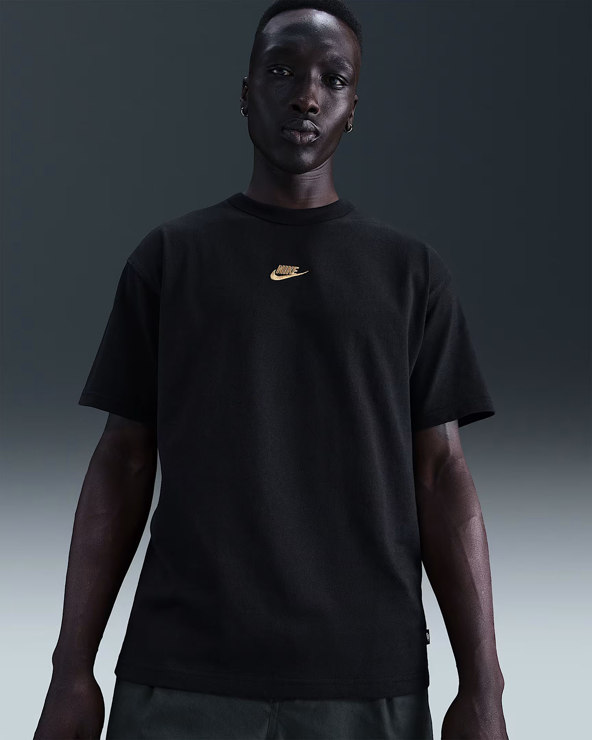 Nike Sportswear Premium Essentials Mens T Shirt Black Gold