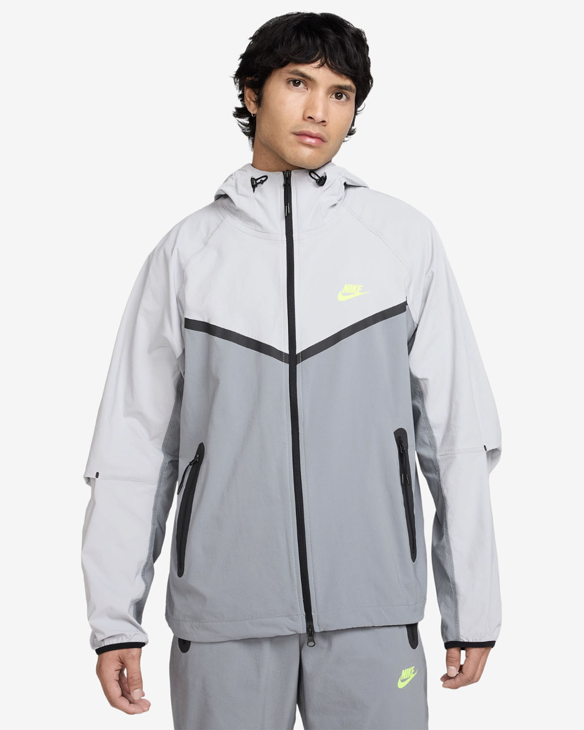 Nike Tech Woven Full Zip Mens Jacket Cool Grey Wolf Grey Volt