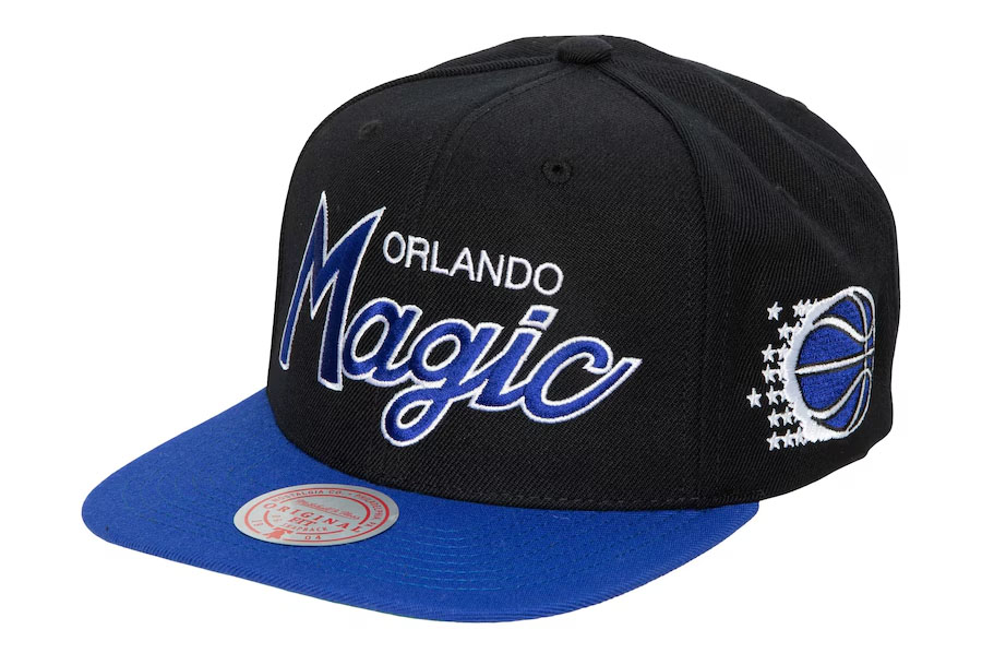 Orlando Magic Mitchell and Ness Hardwood Classics MVP Team Script 2 Snapback Hat Black Royal Blue