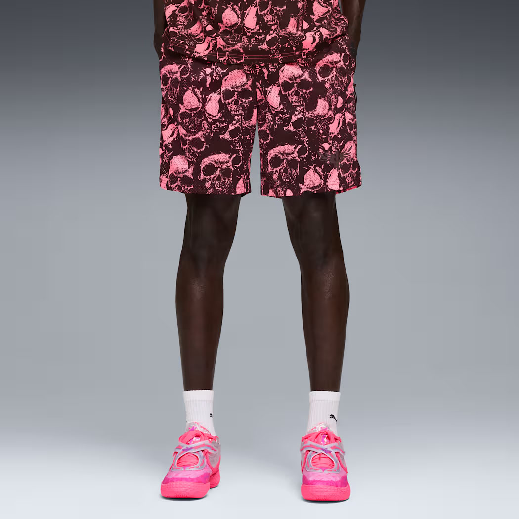 Puma x LaMelo Ball World Tour Mens Basketball Shorts Black Pink 1