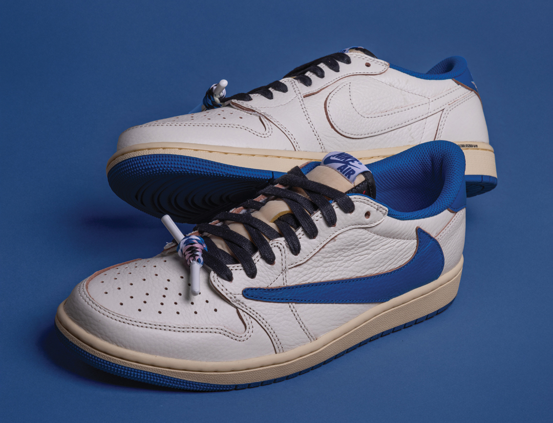Travis Scott x Fragment Design x Air Jordan 1 Low OG White Royal Mens Shoes 1