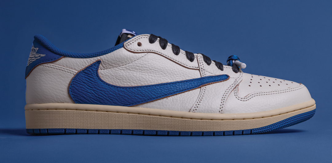 Travis Scott x Fragment Design x Air Jordan 1 Low OG White Royal Mens Shoes 2