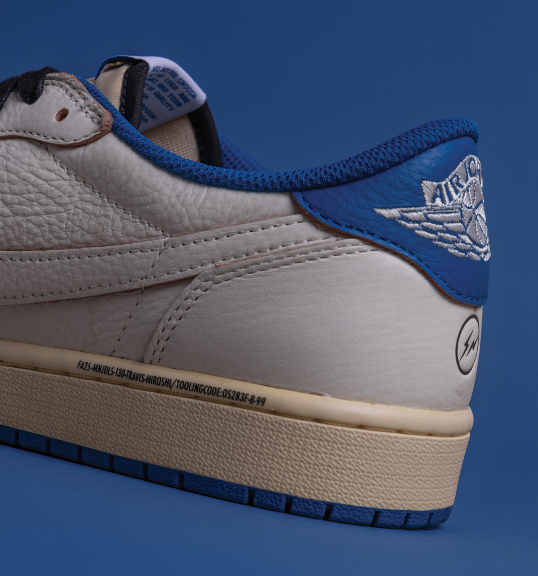 Travis Scott x Fragment Design x Air Jordan 1 Low OG White Royal Mens Shoes 5