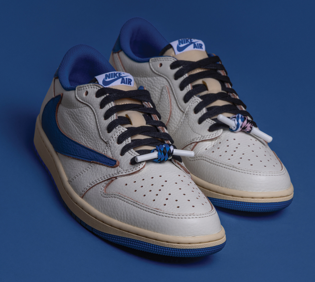 Travis Scott x Fragment Design x Air Jordan 1 Low OG White Royal Mens Shoes 6