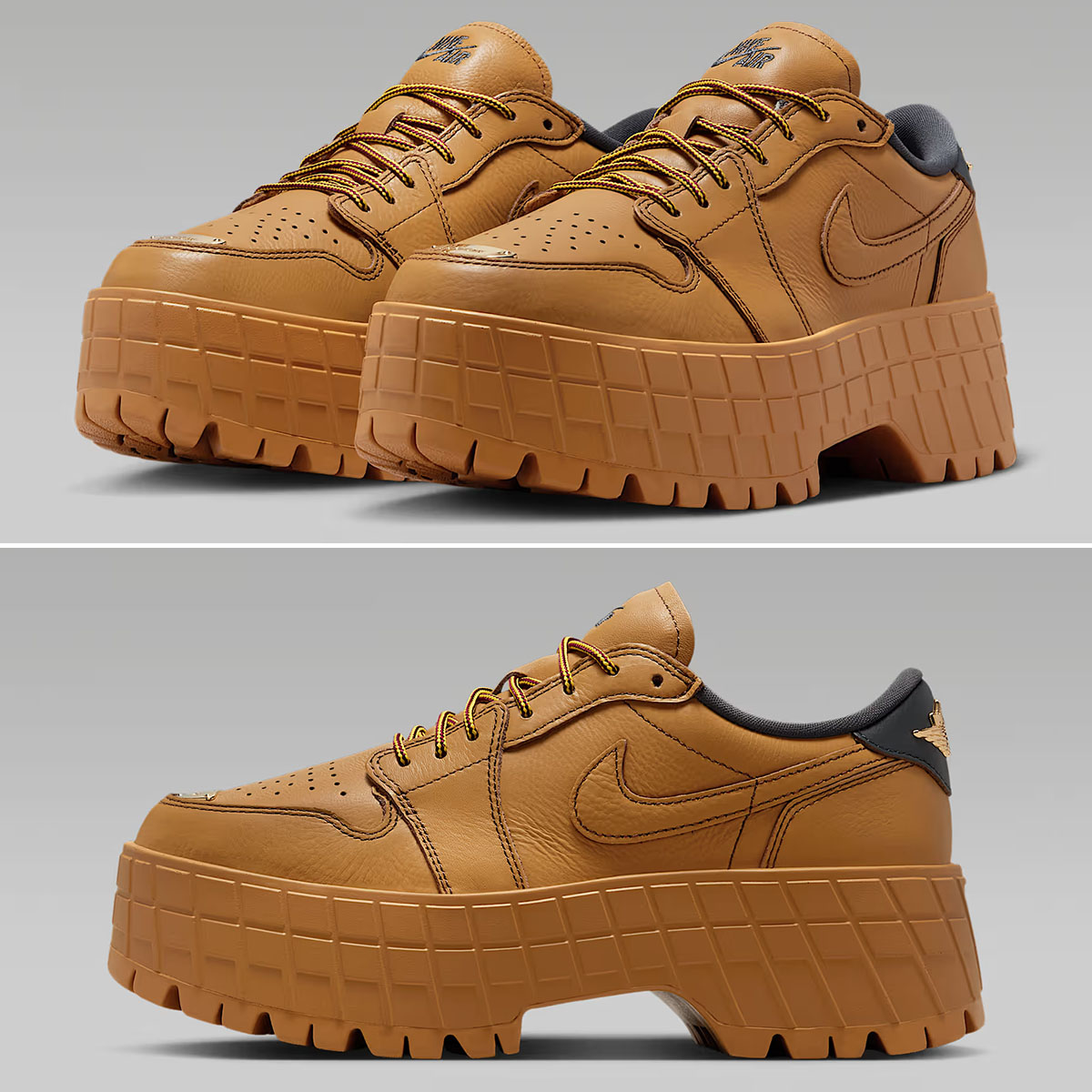 Air Jordan 1 Brooklyn Low Wheat Team Red Metallic Gold Anthracite Womens Shoes HF3184-700