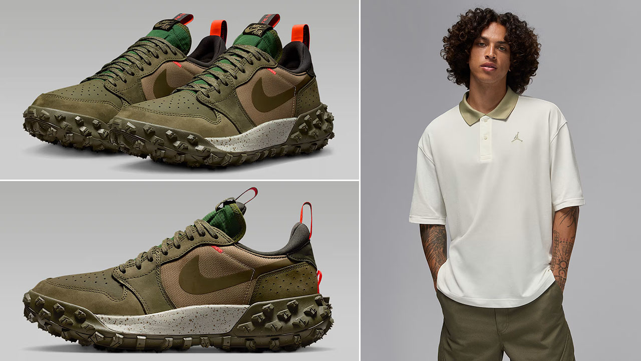 Air Jordan 1 Element Low AT Medium Olive Mens Shoes x Jordan Brooklyn Mens Polo Shirt Outfit
