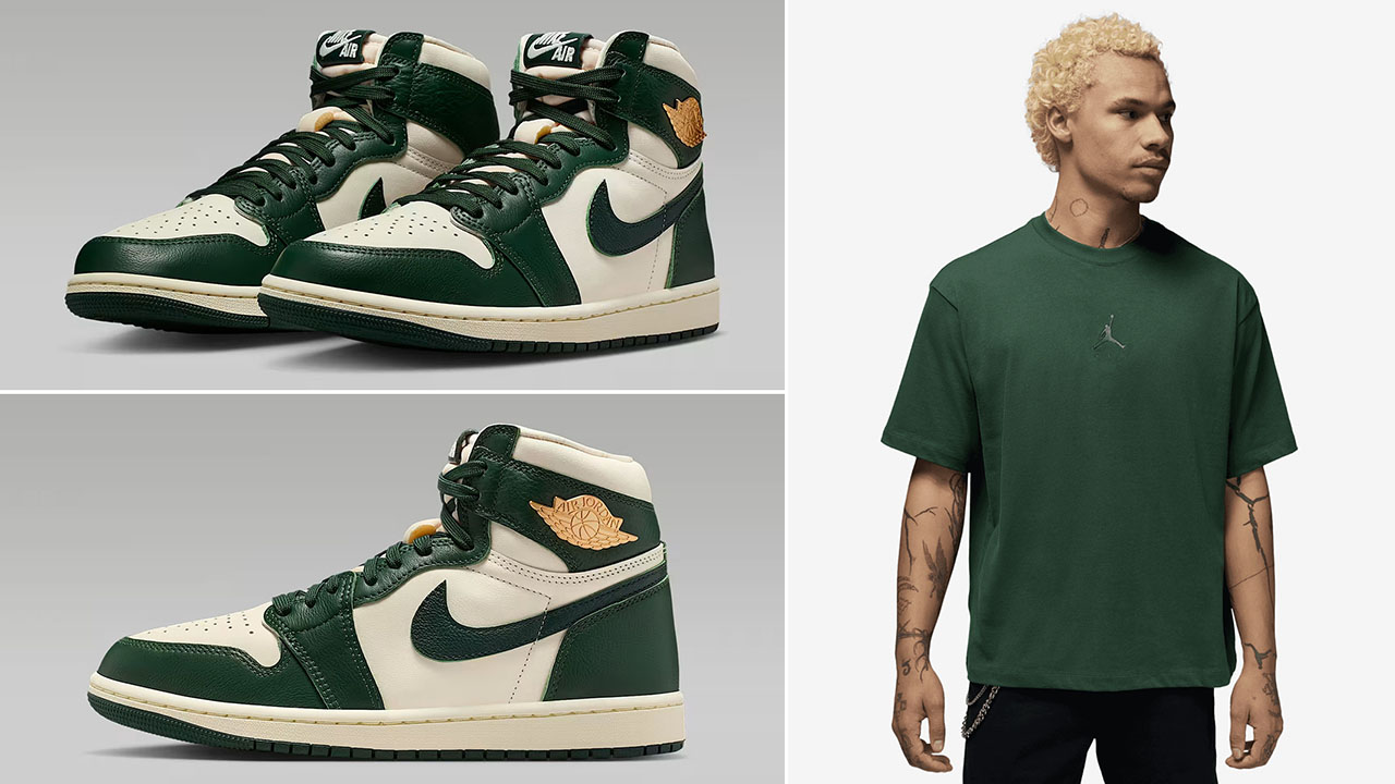 Air Jordan 1 High OG Fir Pro Green Mens T Shirt Outfit