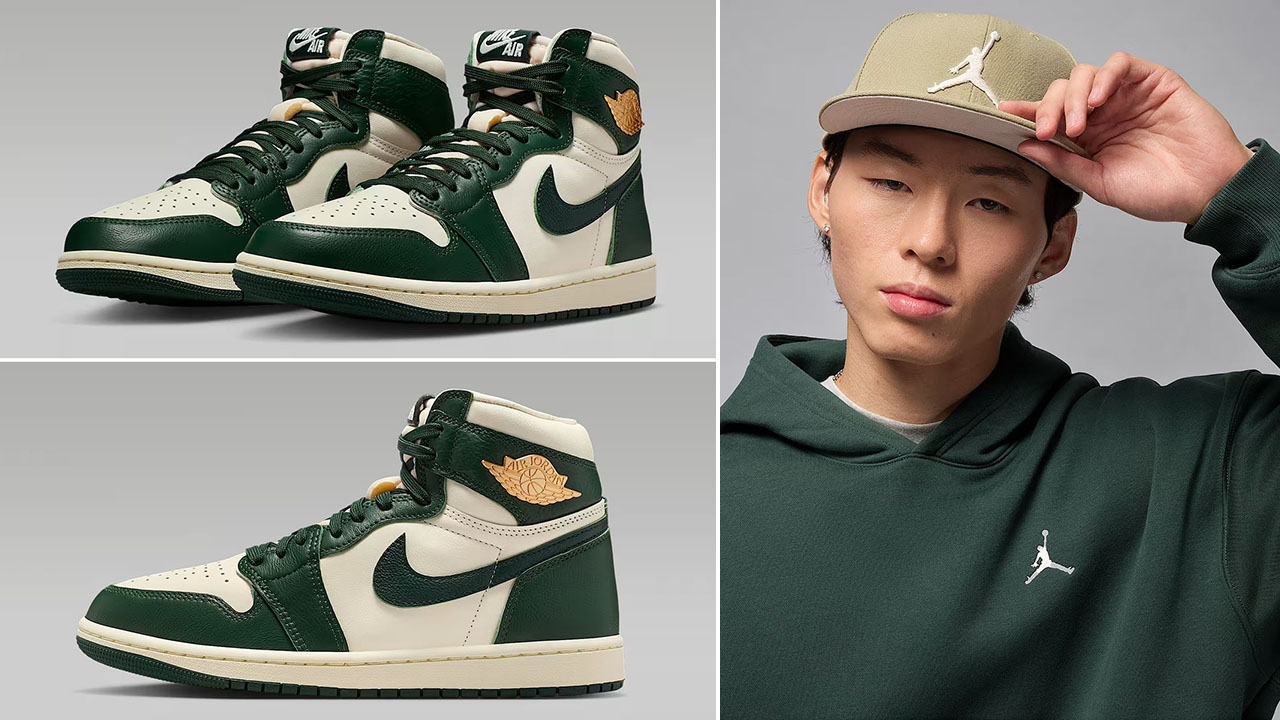 Air Jordan 1 High OG Fir Shoes x Jordan Brooklyn Fleece Mens Pullover Hoodie Outfit