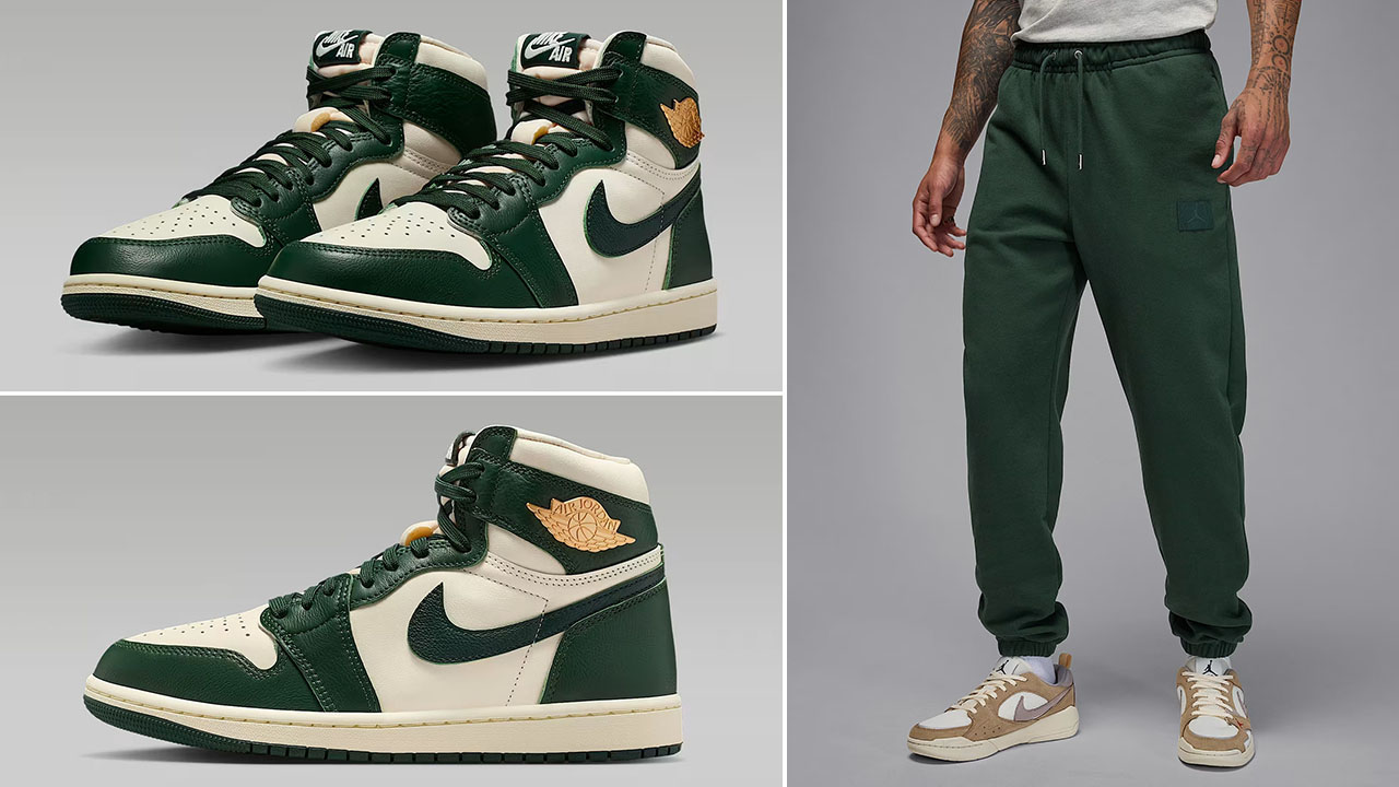 Air Jordan 1 High OG Fir Shoes x Jordan Flight Fleece Pants Outfit