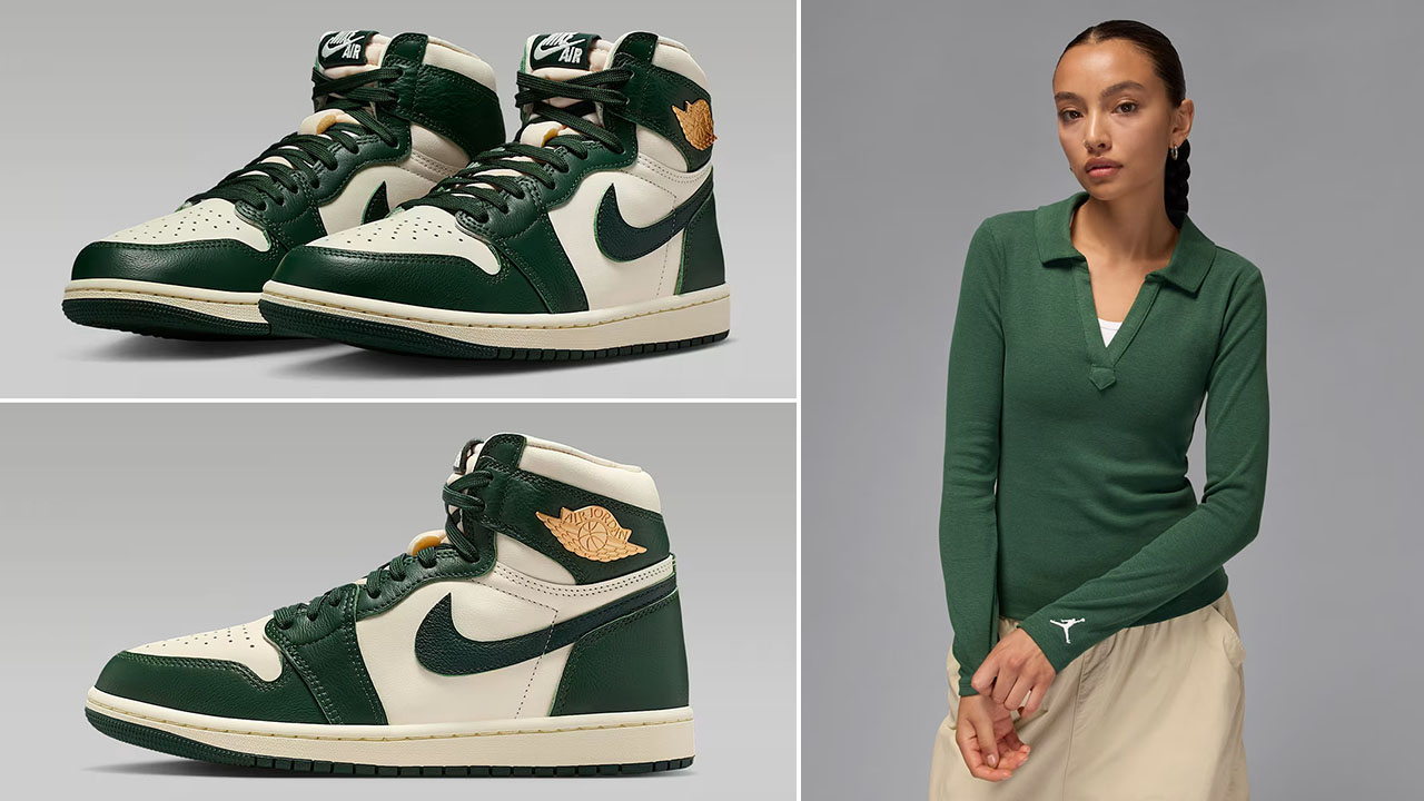 Air Jordan 1 High OG Fir Shoes x Jordan Womens Long Sleeve Knit Top Outfit