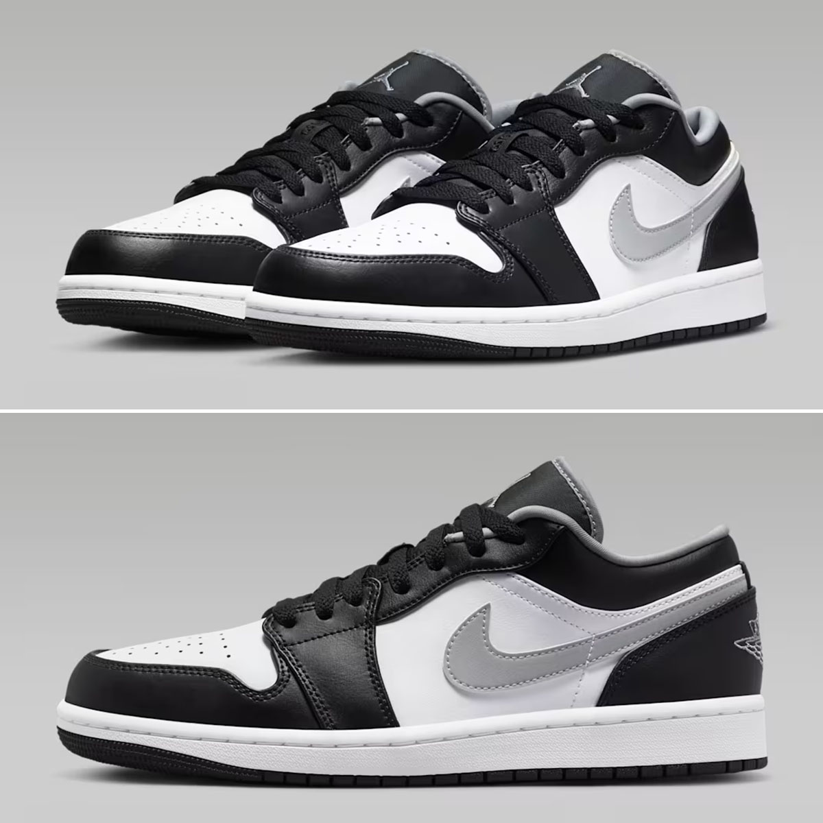 Air Jordan 1 Low Black White Particle Grey Mens Shoes 553558-040