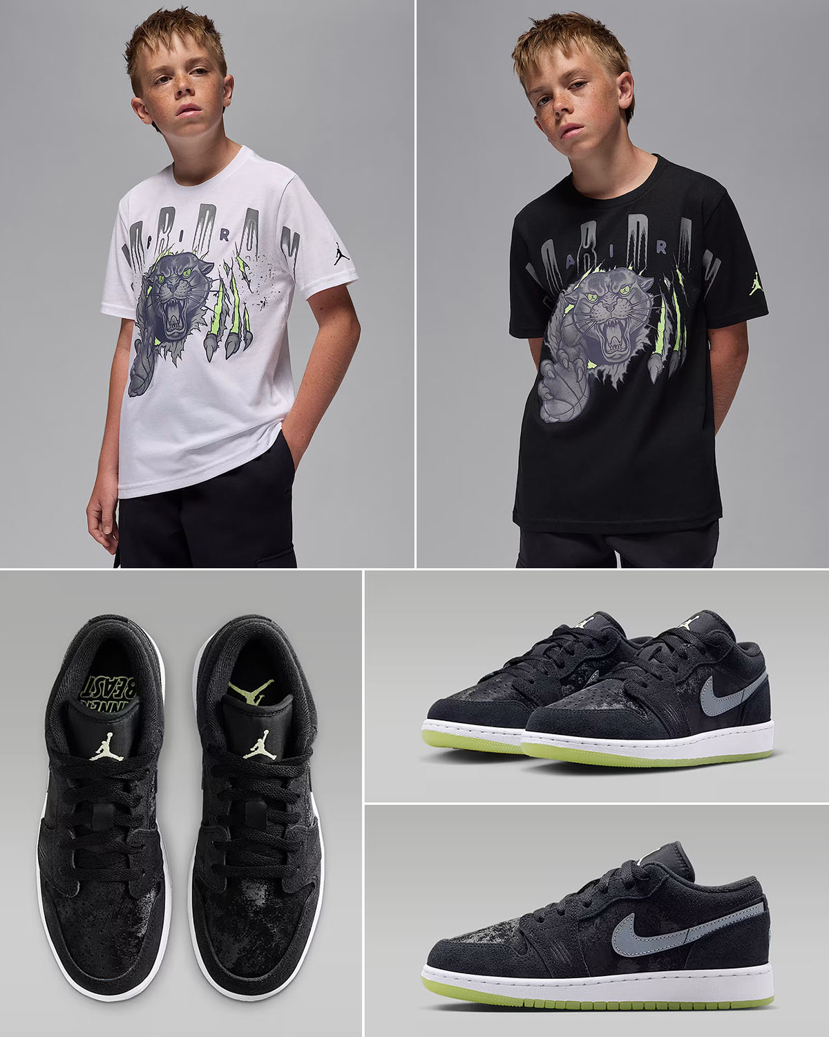 Air Jordan 1 Low GS Inner Beast Big Kids Sneakers and Shirt Outfit