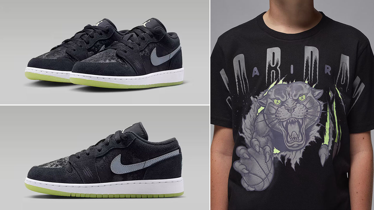 Air Jordan 1 Low GS Inner Beast Kids Sneakers and T Shirt Outfit