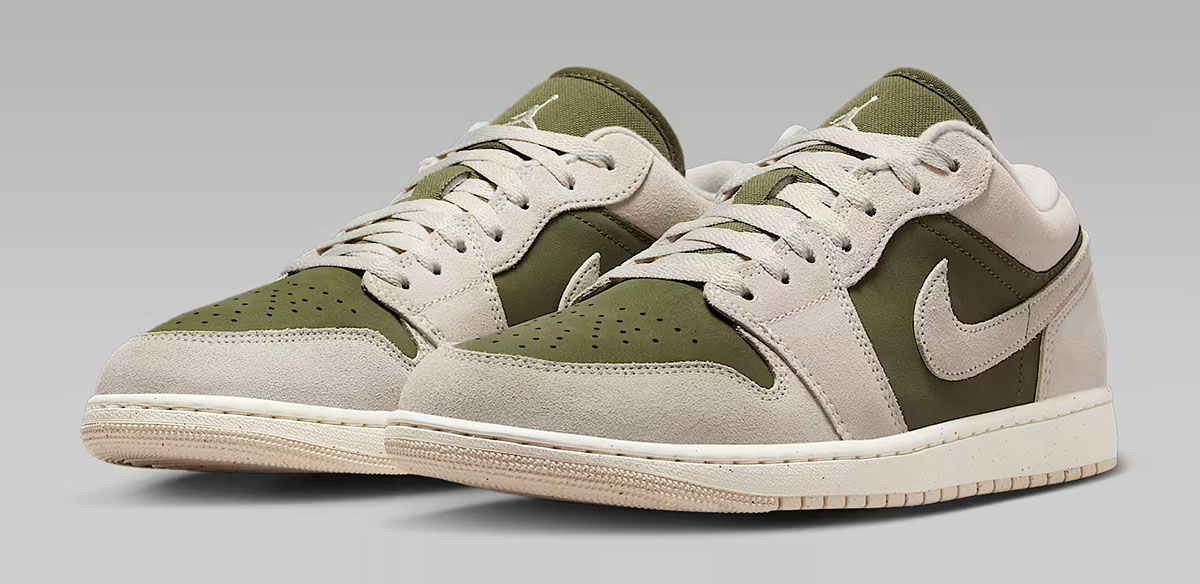 Air Jordan 1 Low Medium Olive Light Orewood Brown Mens Shoes 1