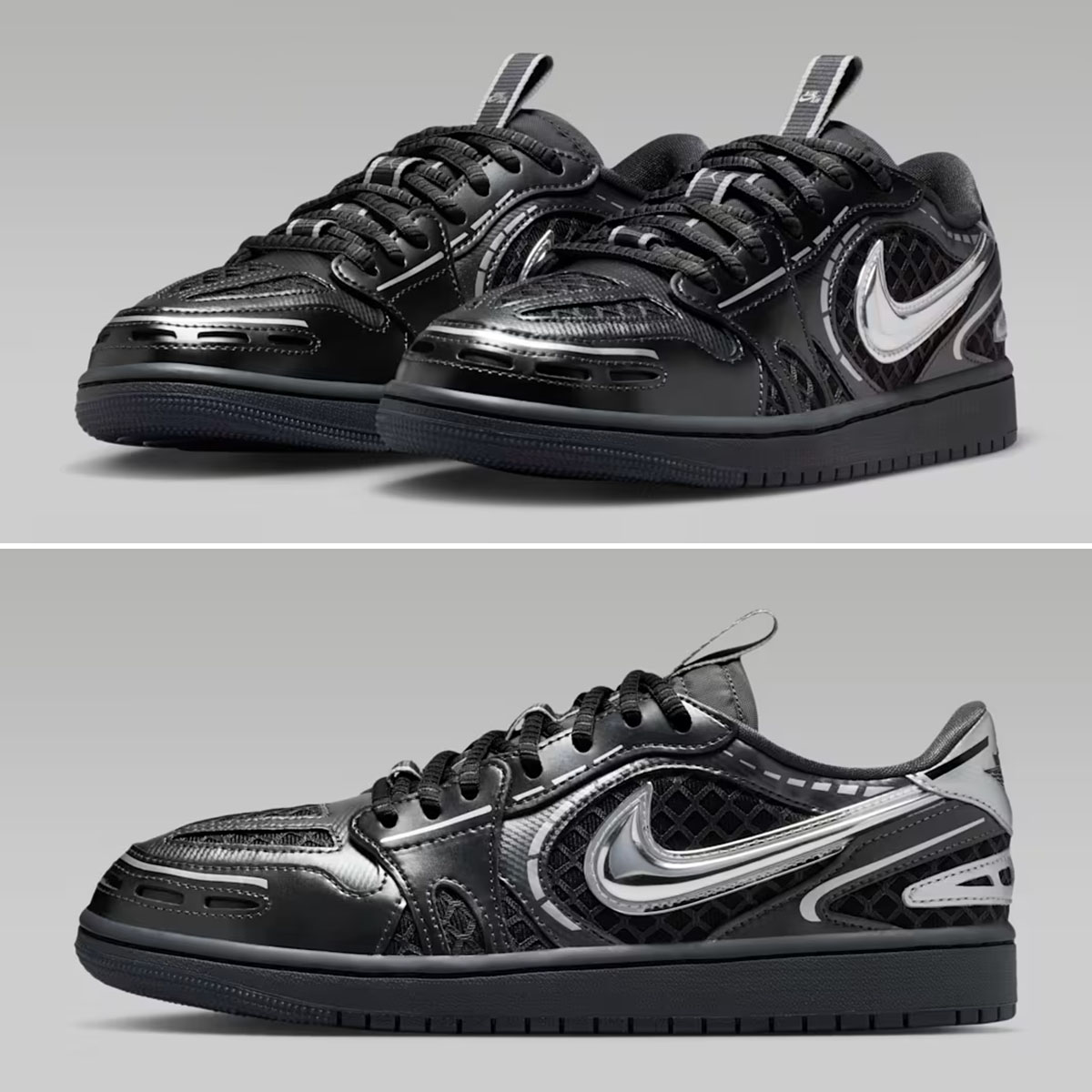 Air Jordan 1 Low Method of Make Black Metallic Silver Womens Shoes HQ2186-001