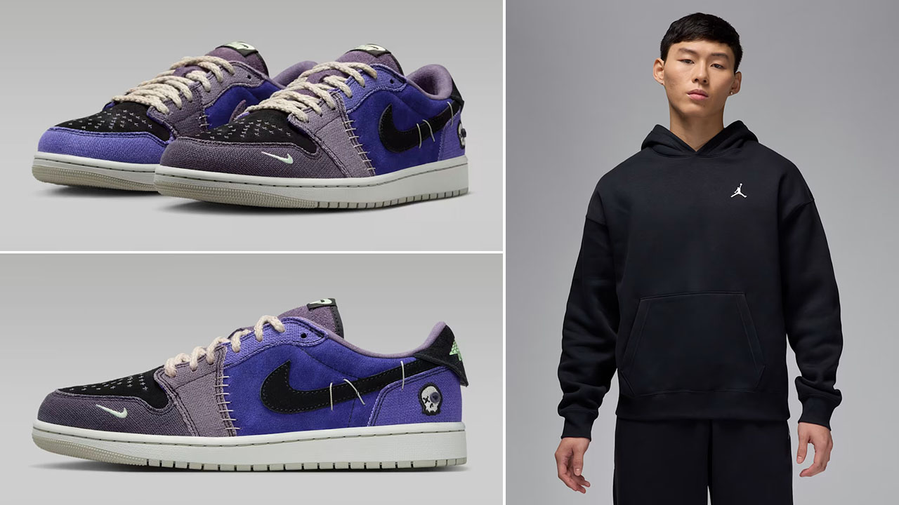Air Jordan 1 Low OG Zion Voodoo Alternate x Jordan Brooklyn Fleece Black Hoodie Outfit