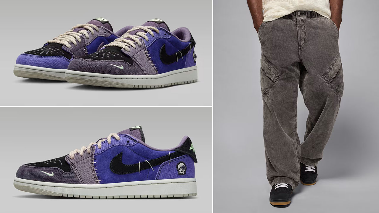Air Jordan 1 Low OG Zion Voodoo Alternate x Jordan Flight Chicago Mens Corduroy Pants Outfit