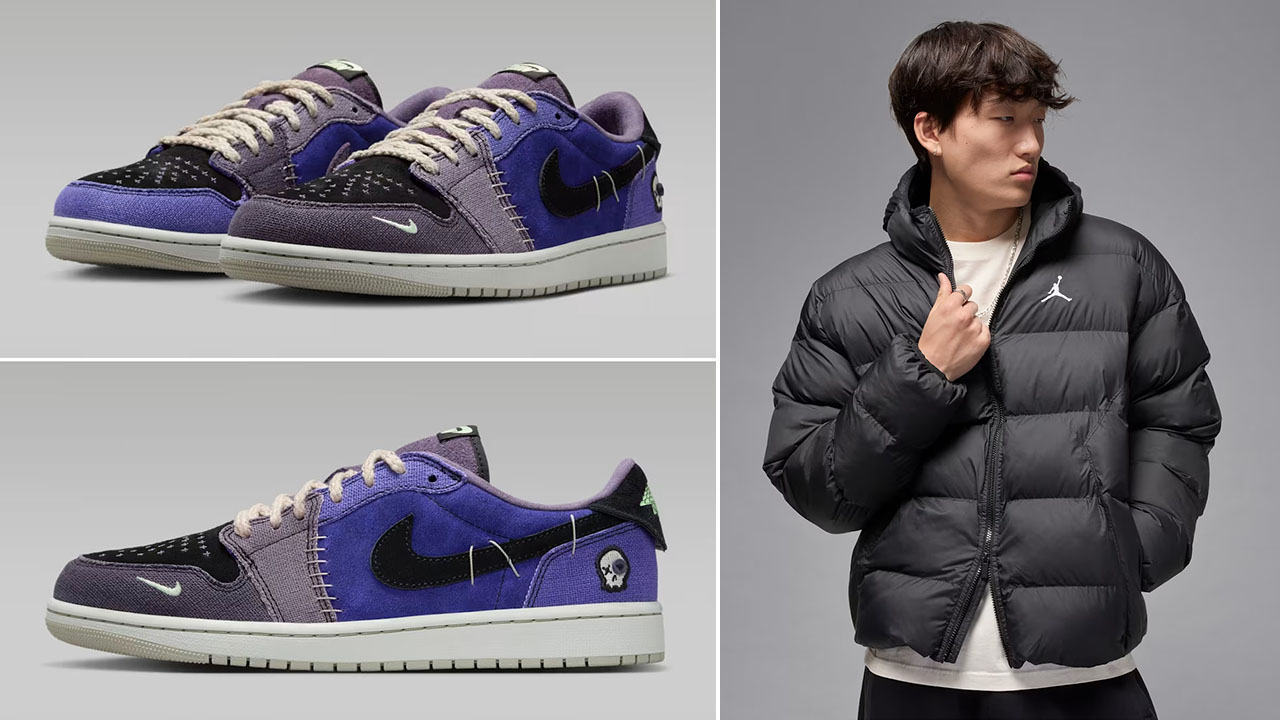 Air Jordan 1 Low OG Zion Voodoo Alternate x Jordan Therma Fit Mens Puffer Jacket Outfit