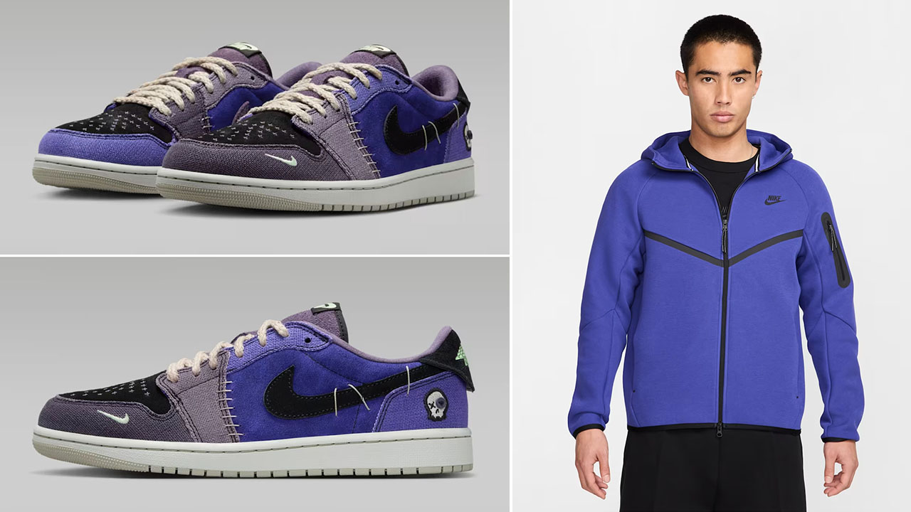 Air Jordan 1 Low OG Zion Voodoo Alternate x Nike Tech Fleece Hoodie Jacket Pants Outfit