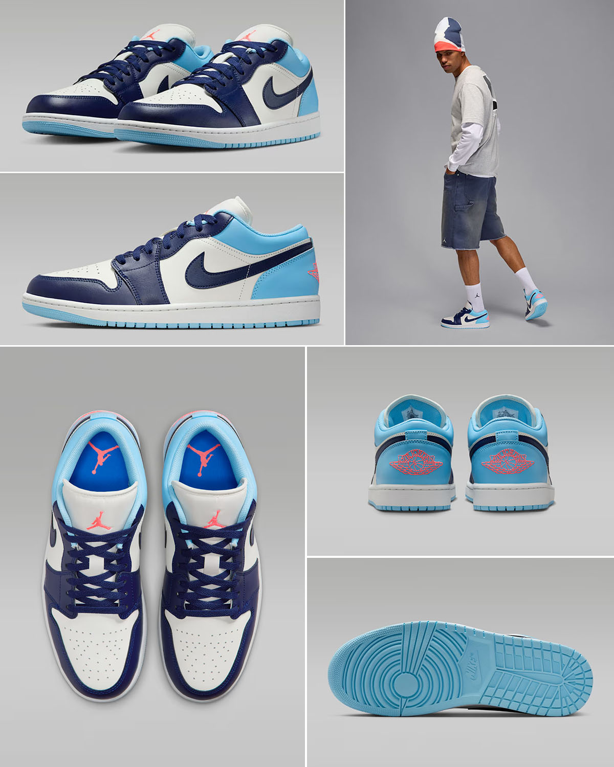 Air Jordan 1 Low Sail Blue Chill Blue Void Sneakers Outfits