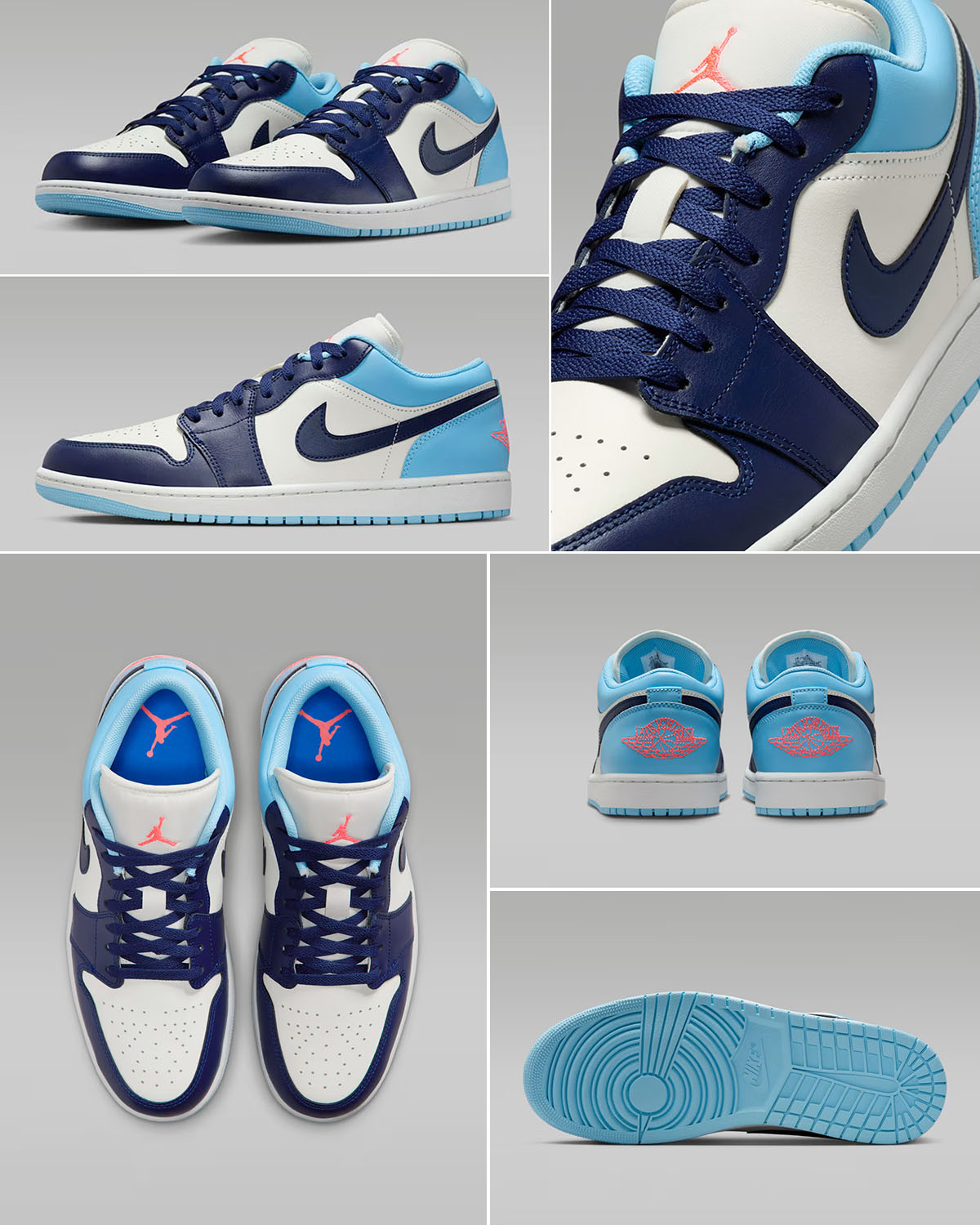 Air Jordan 1 Low Sail Blue Chill Blue Void Sneakers