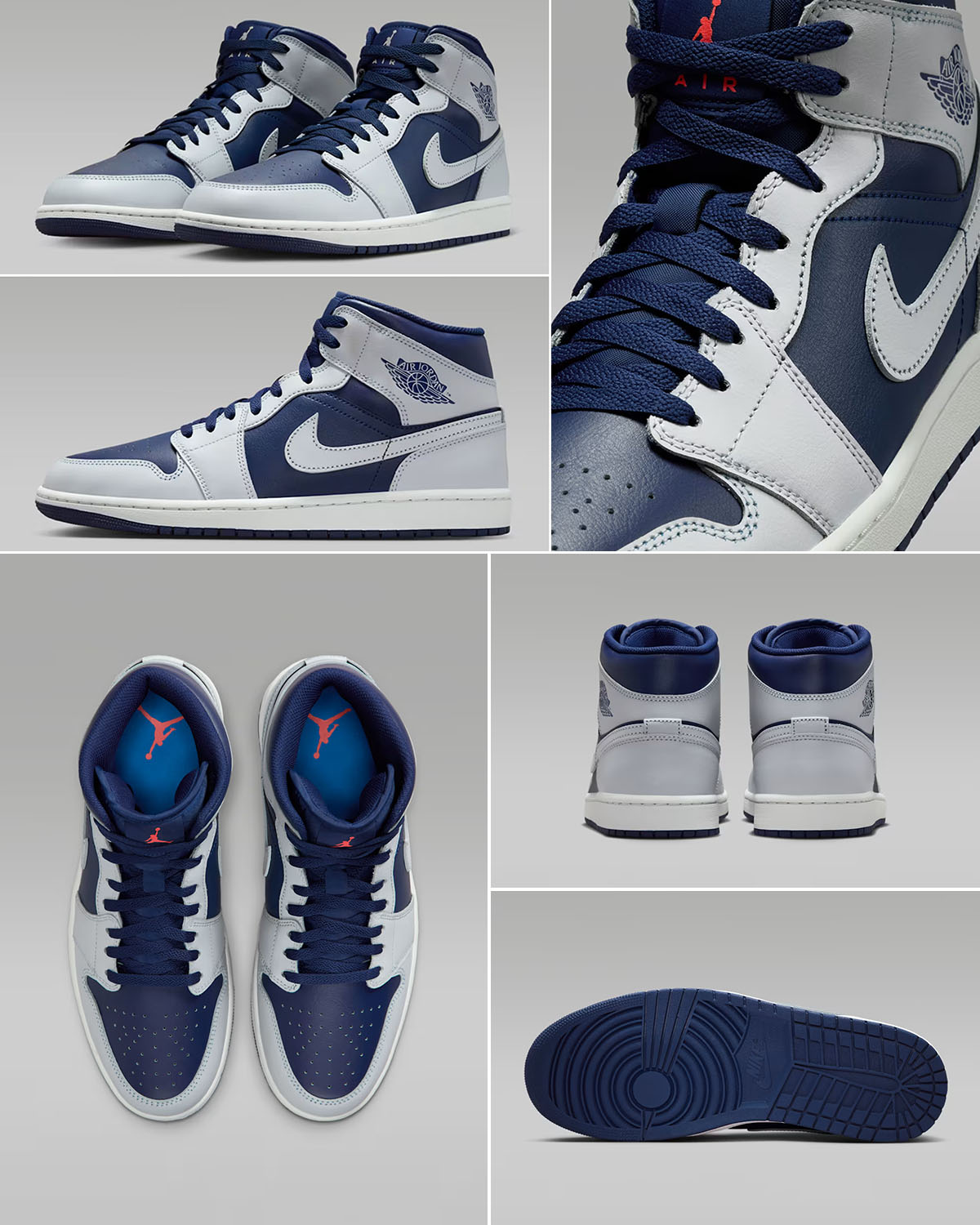 Air Jordan 1 Mid Blue Void Pure Platinum Mens Sneakers