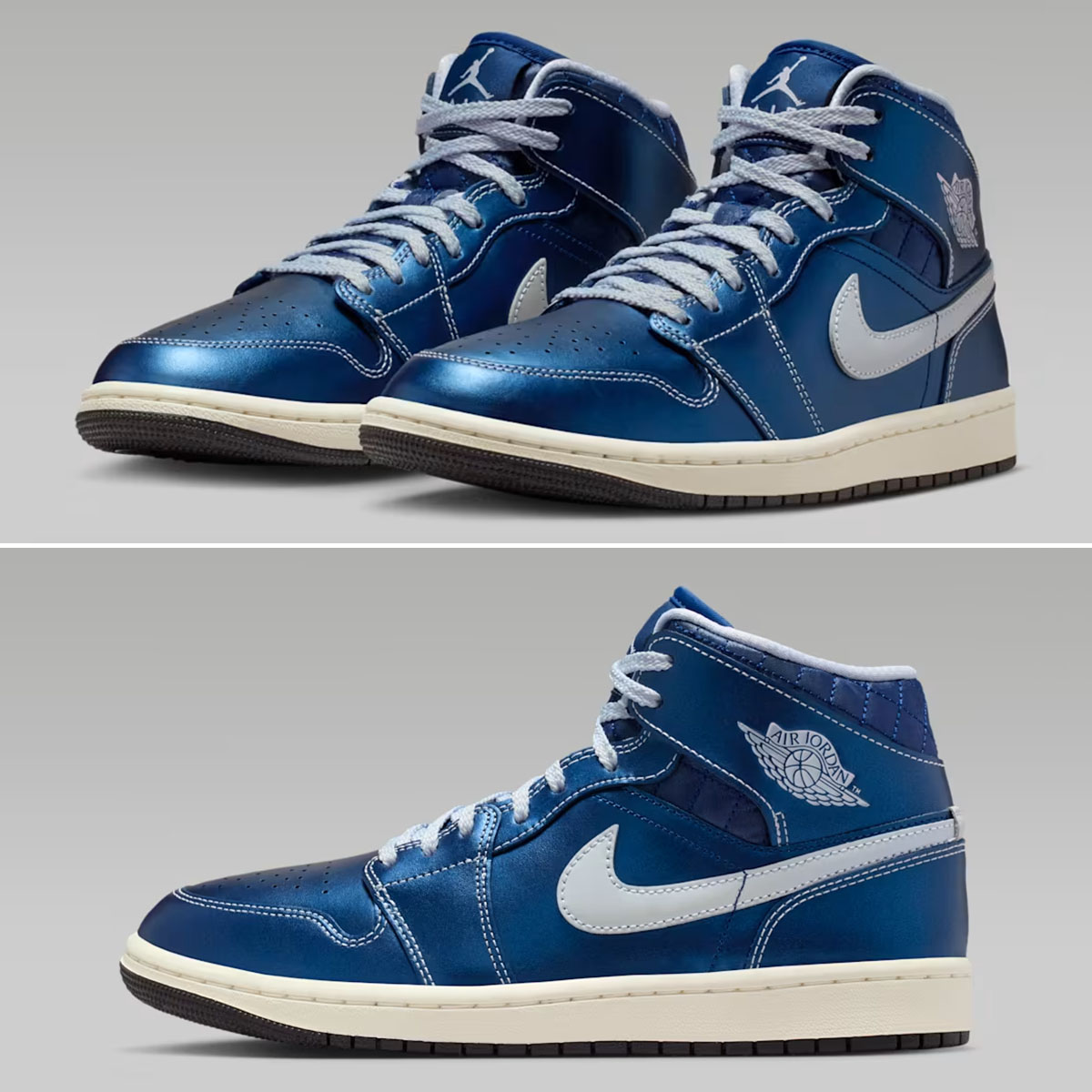 Air Jordan 1 Mid SE Blue Metallic Ghost Womens Shoes IM5128-001