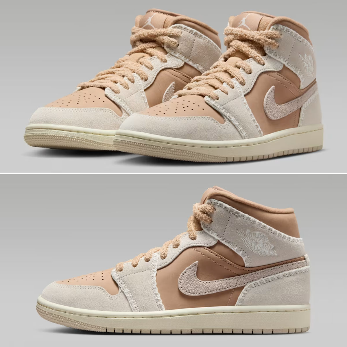 Air Jordan 1 Mid SE Hemp Sail Light Orewood Brown Womens Shoes HV4269-200